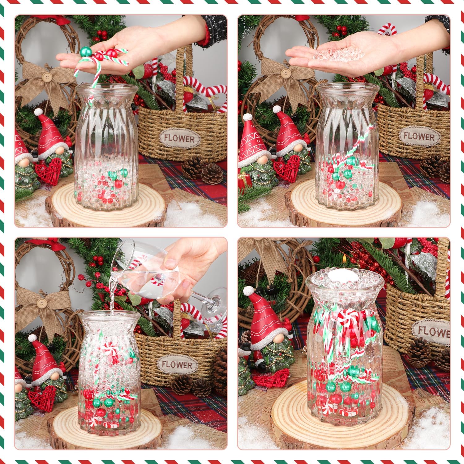 Larber Christmas Vase Filler Set with Floating Candles