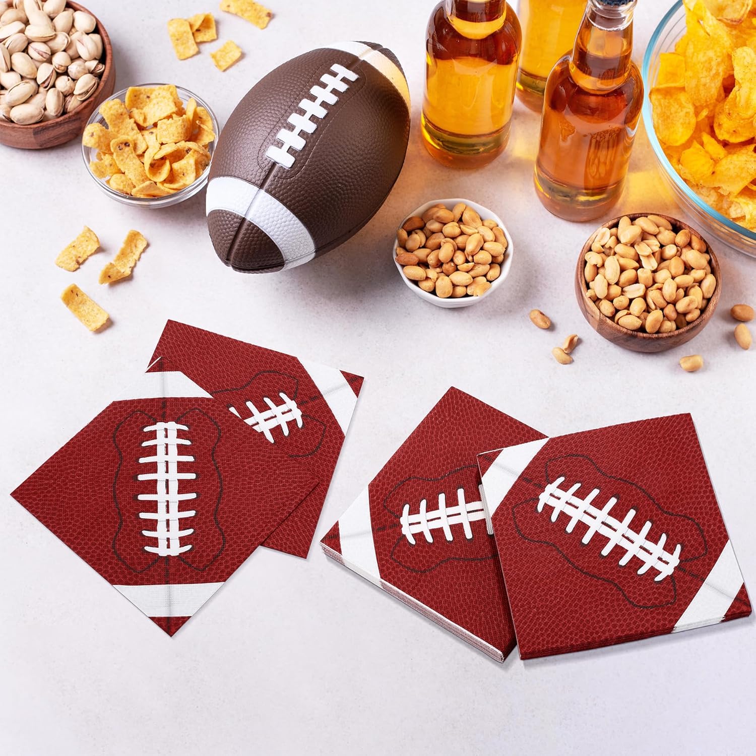 Aodaer Football Themed Napkins 48 Piece Set 13x13 Inches