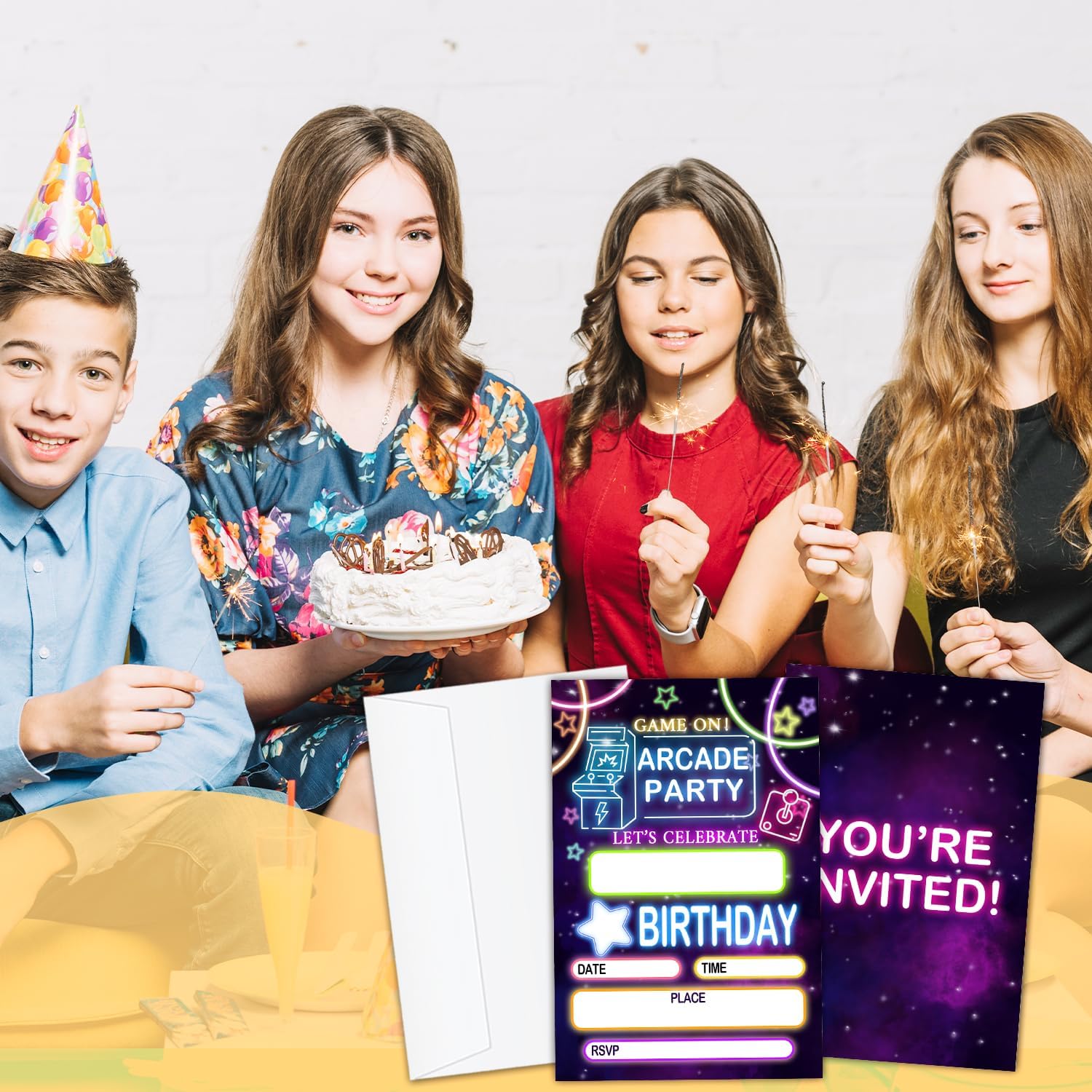 Arcade Party Invitation Cards for Kids 20pcs