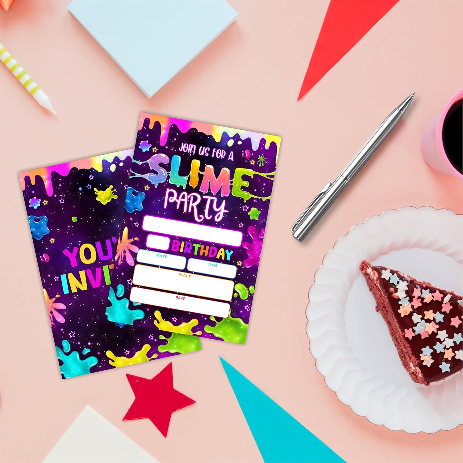 Cudwid Neon Glow Slime Birthday Invites