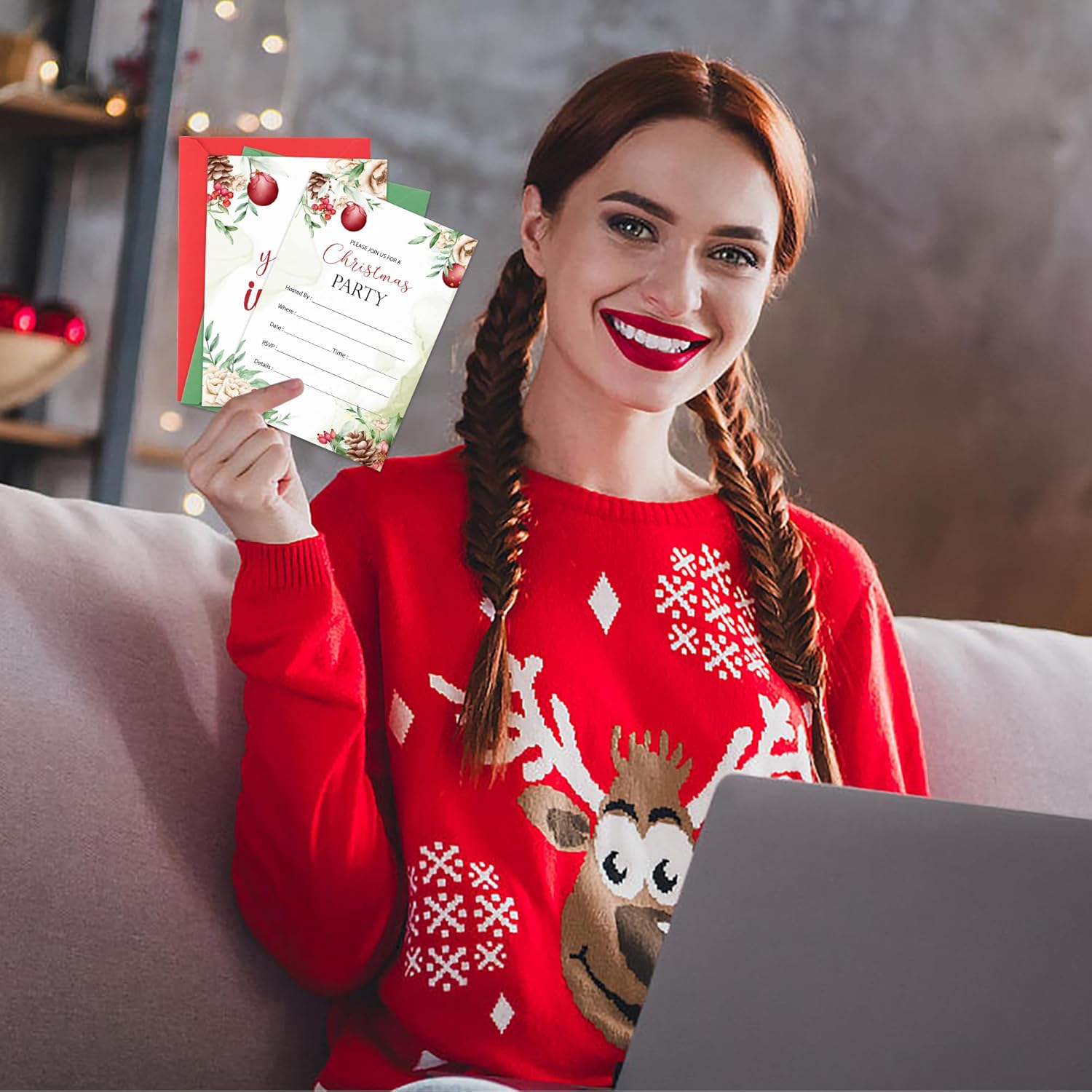 30 Pack Christmas Party Invites with Envelopes