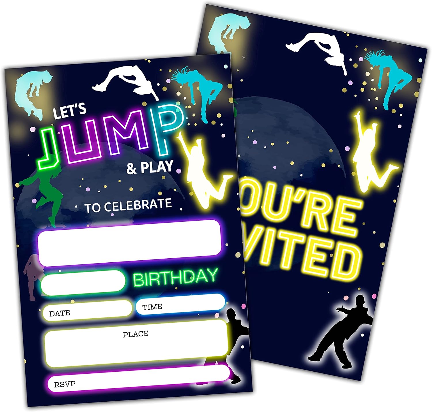Trampoline Park Birthday Party Invitation Cards For Teens Kids Parties