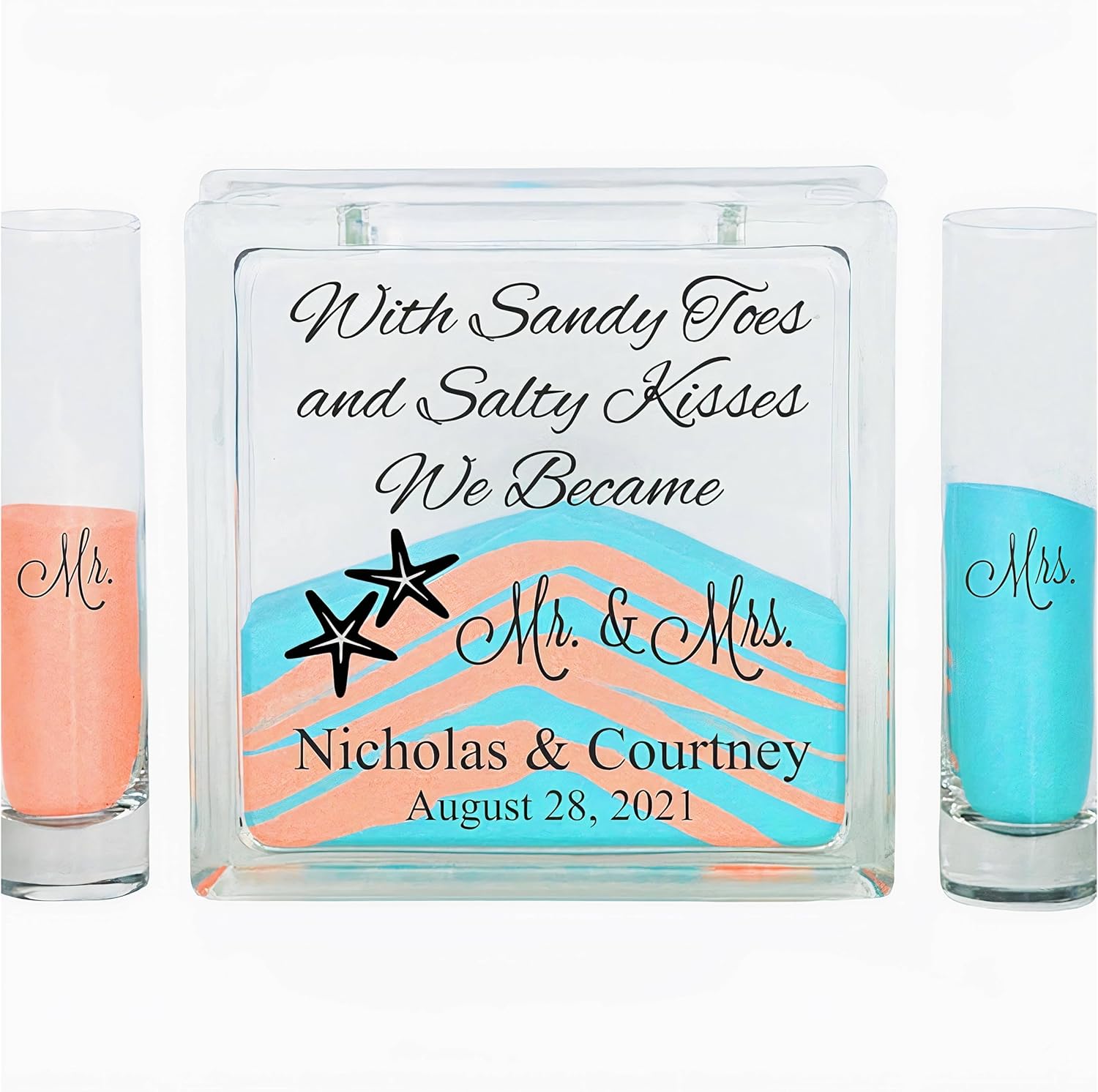 Personalized Glass Unity Sand Ceremony Set with Lid