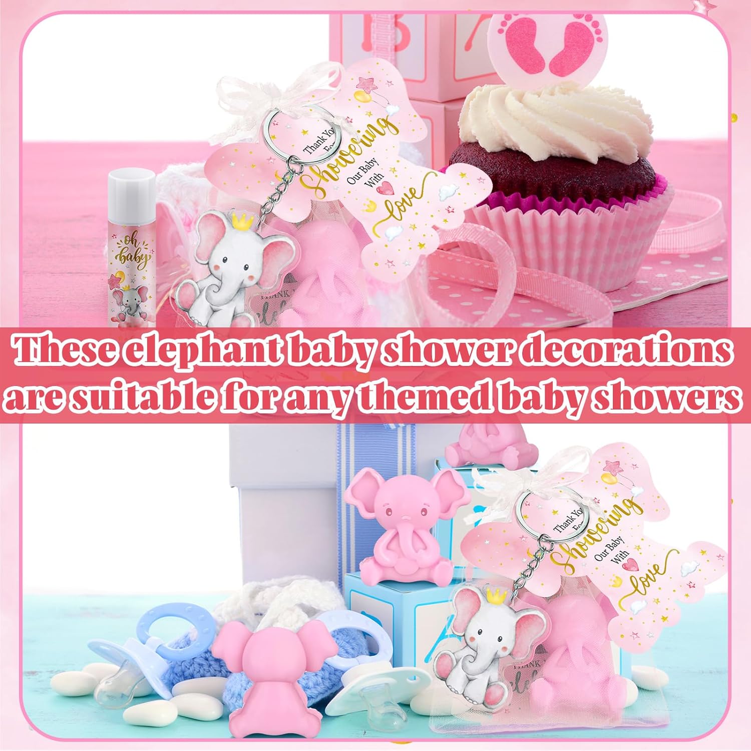 Dansib Baby Shower Favors Keychain Pack for Boys Girls