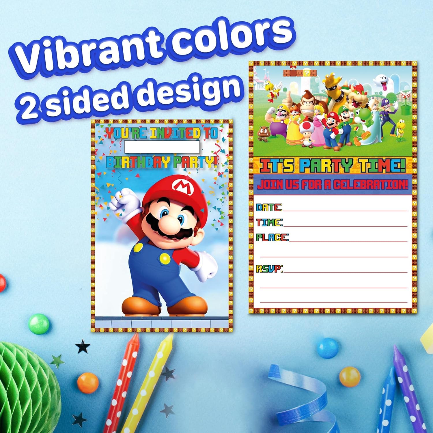 30 Piece Classic Video Game Birthday Invitations Set