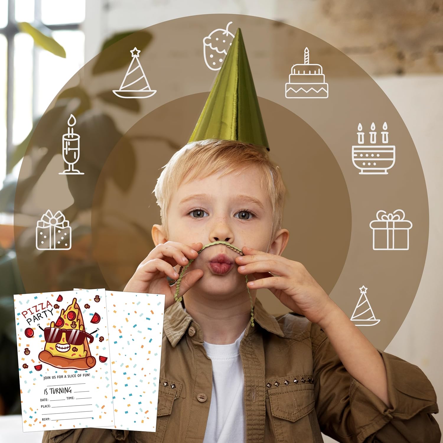 Pizza Party Birthday Invitations 20-Pack with Envelopes 1