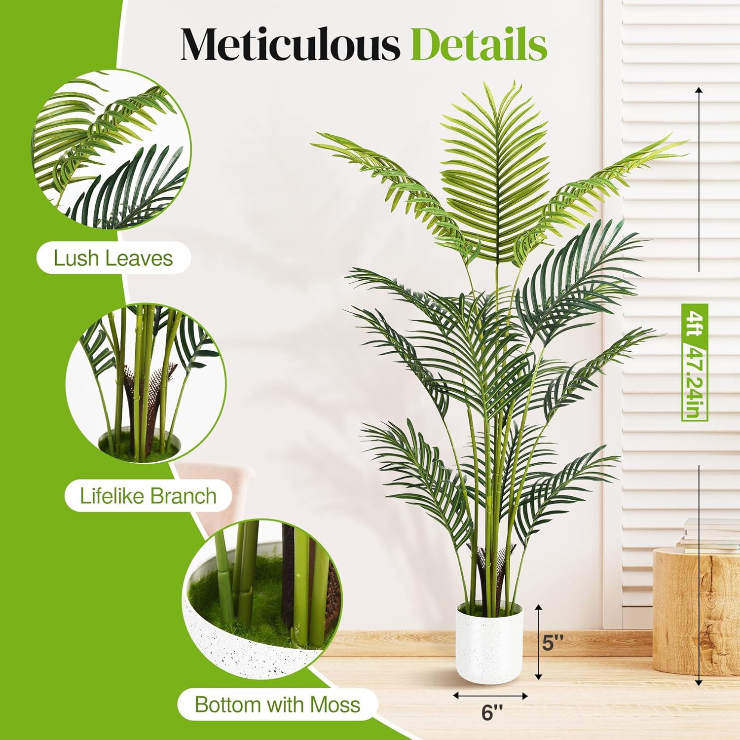 Artificial Palm Tree 4FT 2 Pack with White Planter