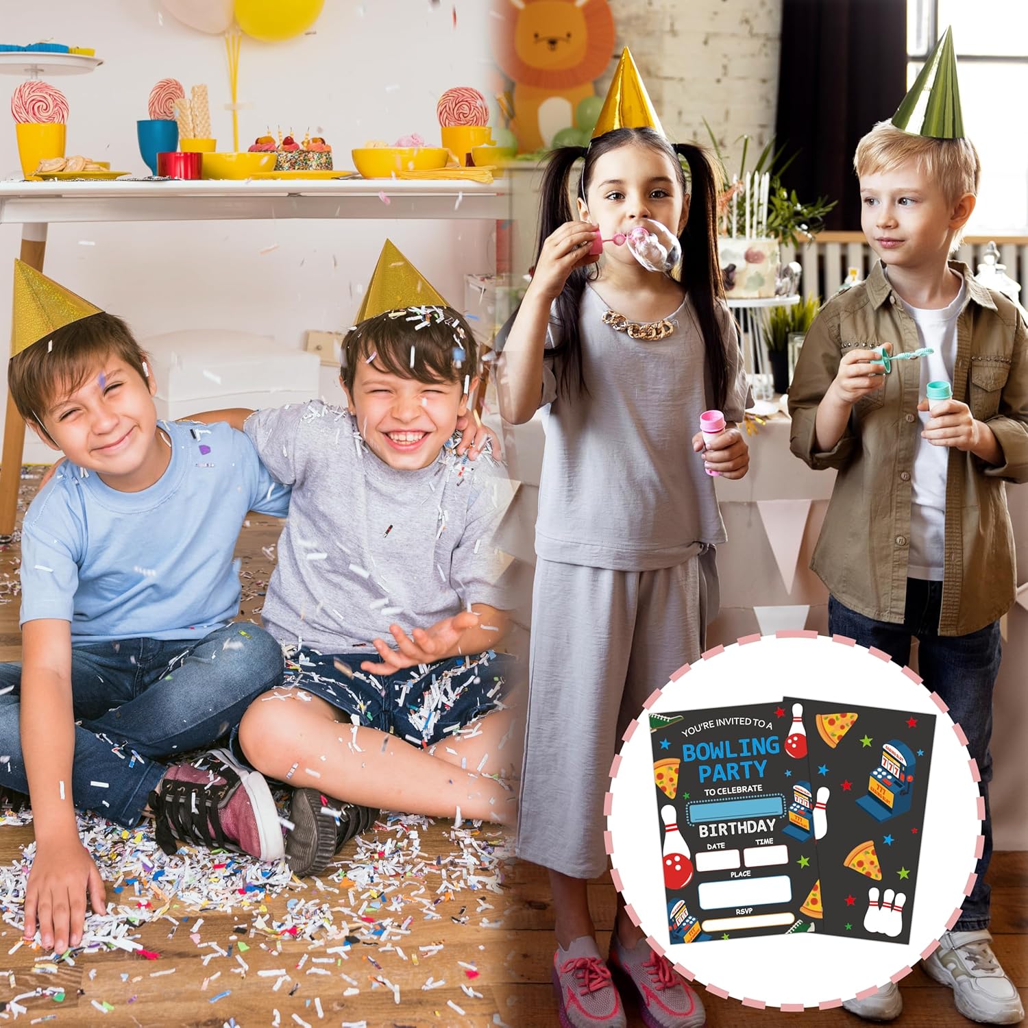 Bowling Theme Birthday Invites with Envelopes 20-Pack