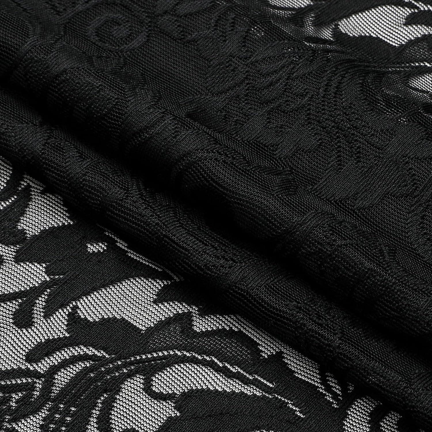 Bujasso Black Lace Curtain 216 Inch Long Panel 52 W