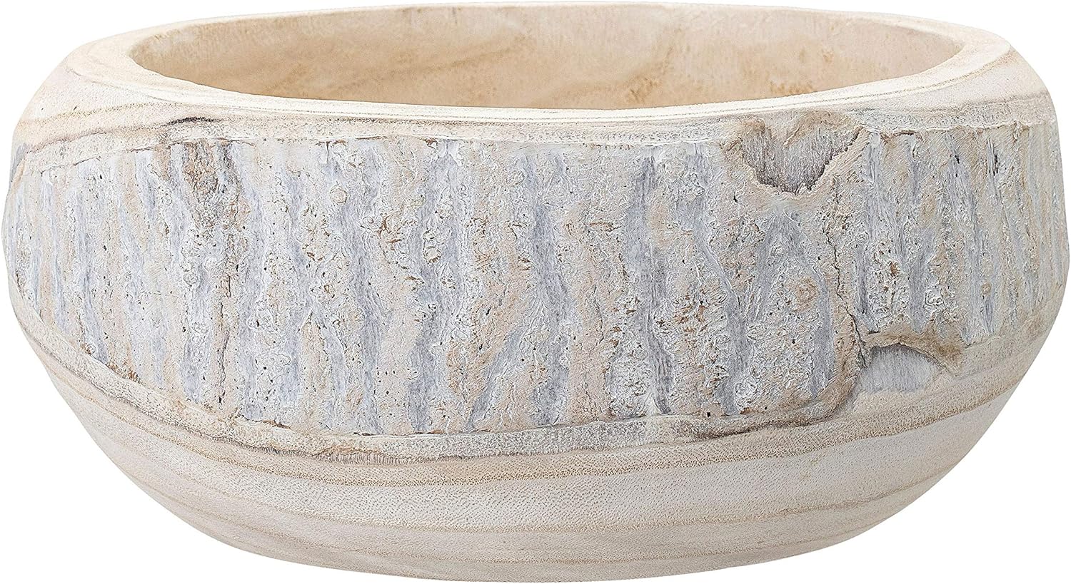 Bloomingville Hand-Carved Paulownia Wood Bowl 105 in Diameter
