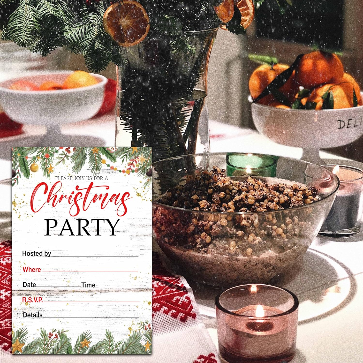 Fbitey Christmas Party Invitations with Envelopes
