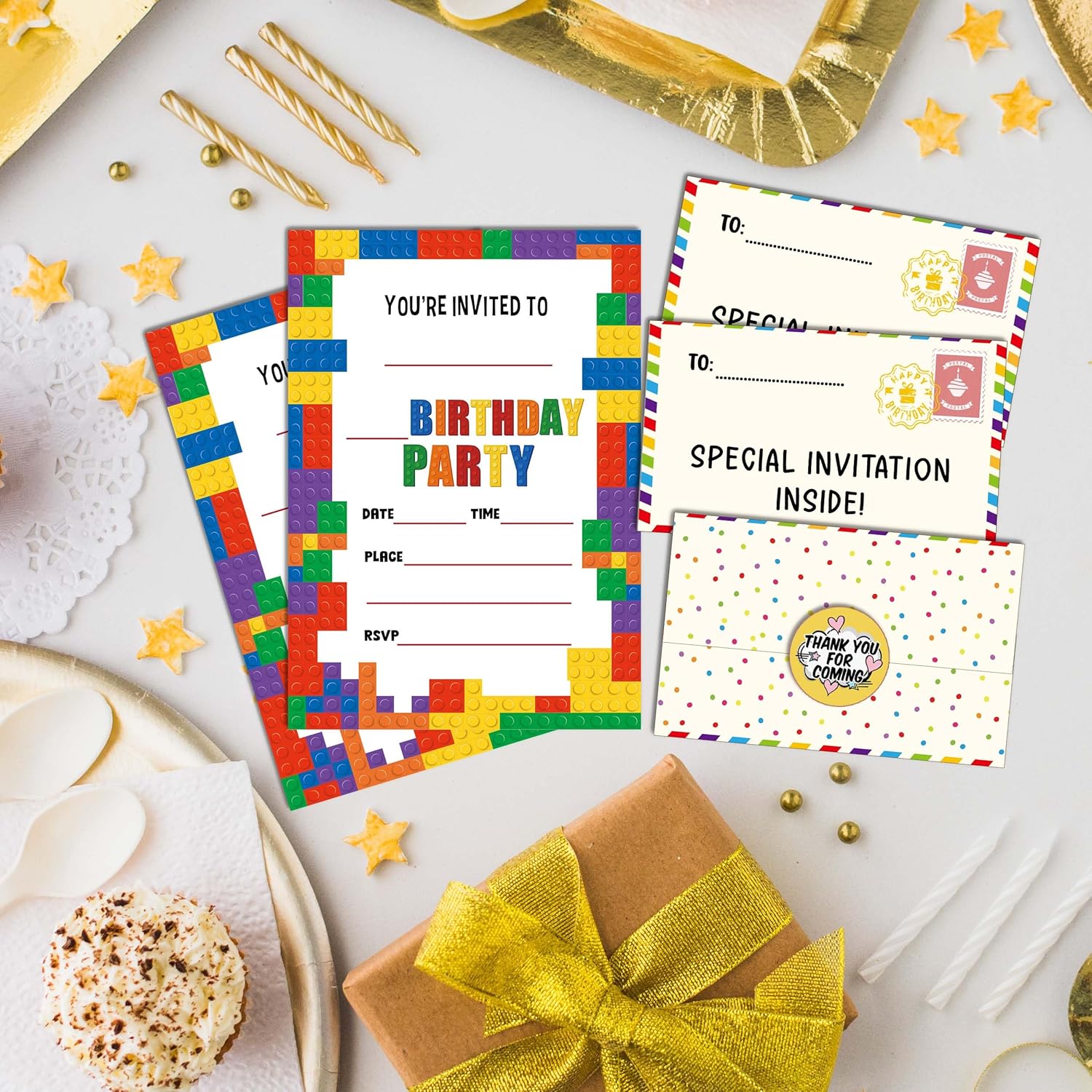 Kids Birthday Invitations with 20 Stickers