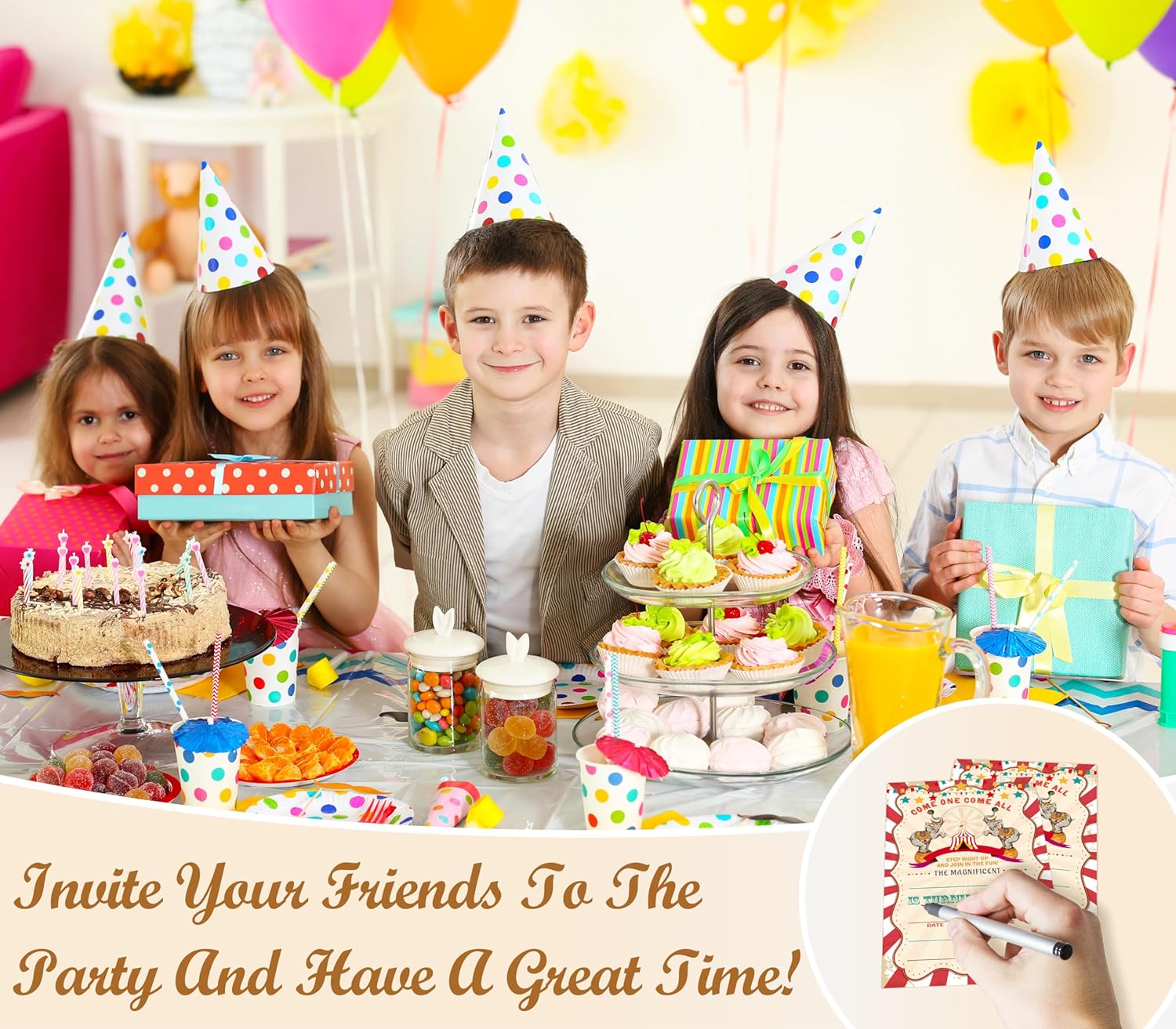 Carnival Birthday Invitations 20pcs with Envelopes