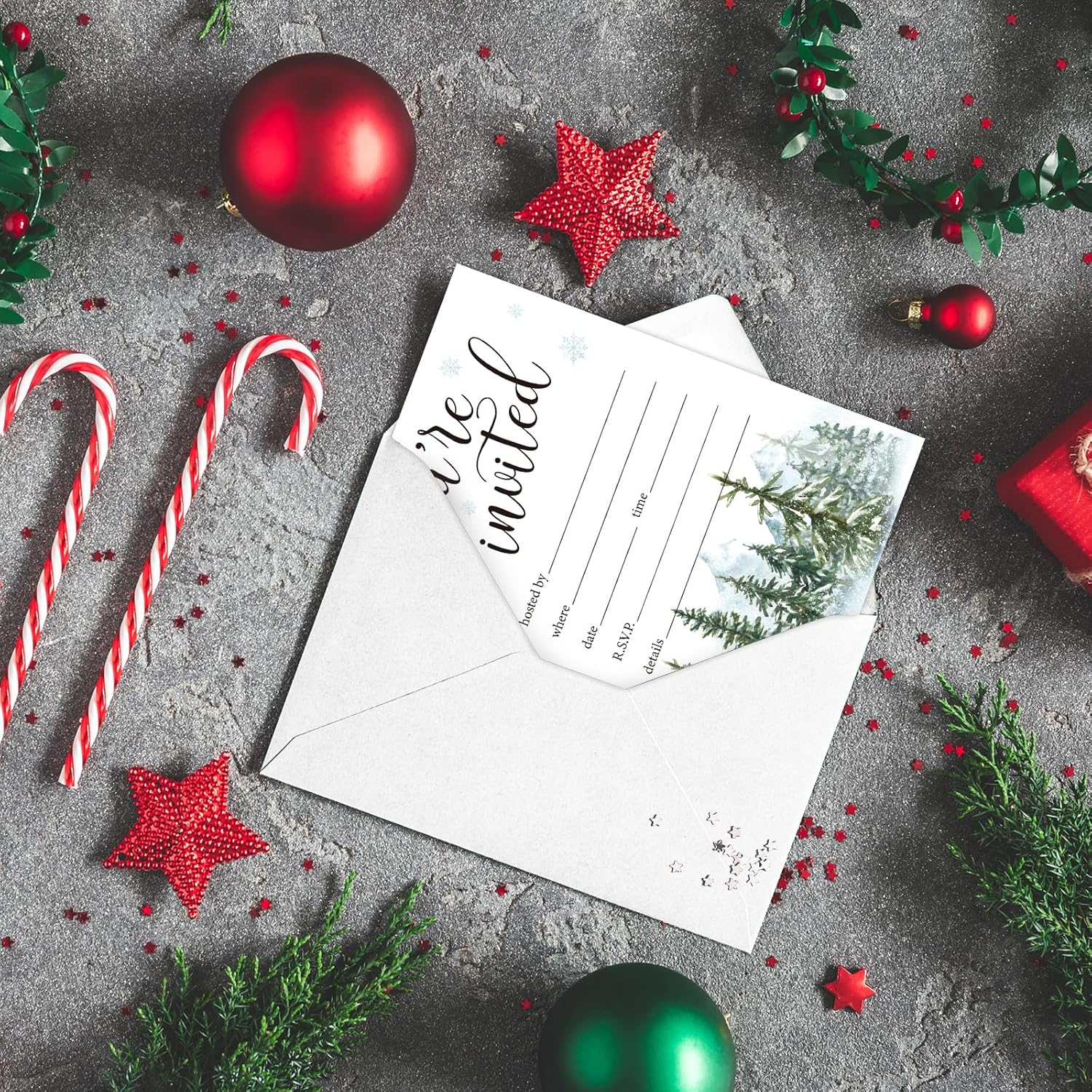 Whaline 25 Pack Christmas Party Invitations with Envelopes 1