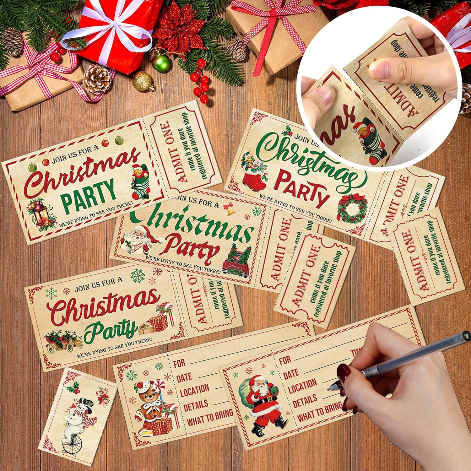 80PCS Christmas Party Invites with Envelopes and Adhesive
