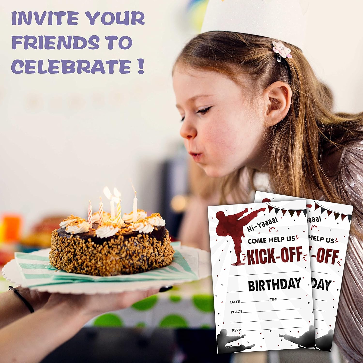 Levitatinyear Karate Birthday Invites 4x6 Inches Set of 20