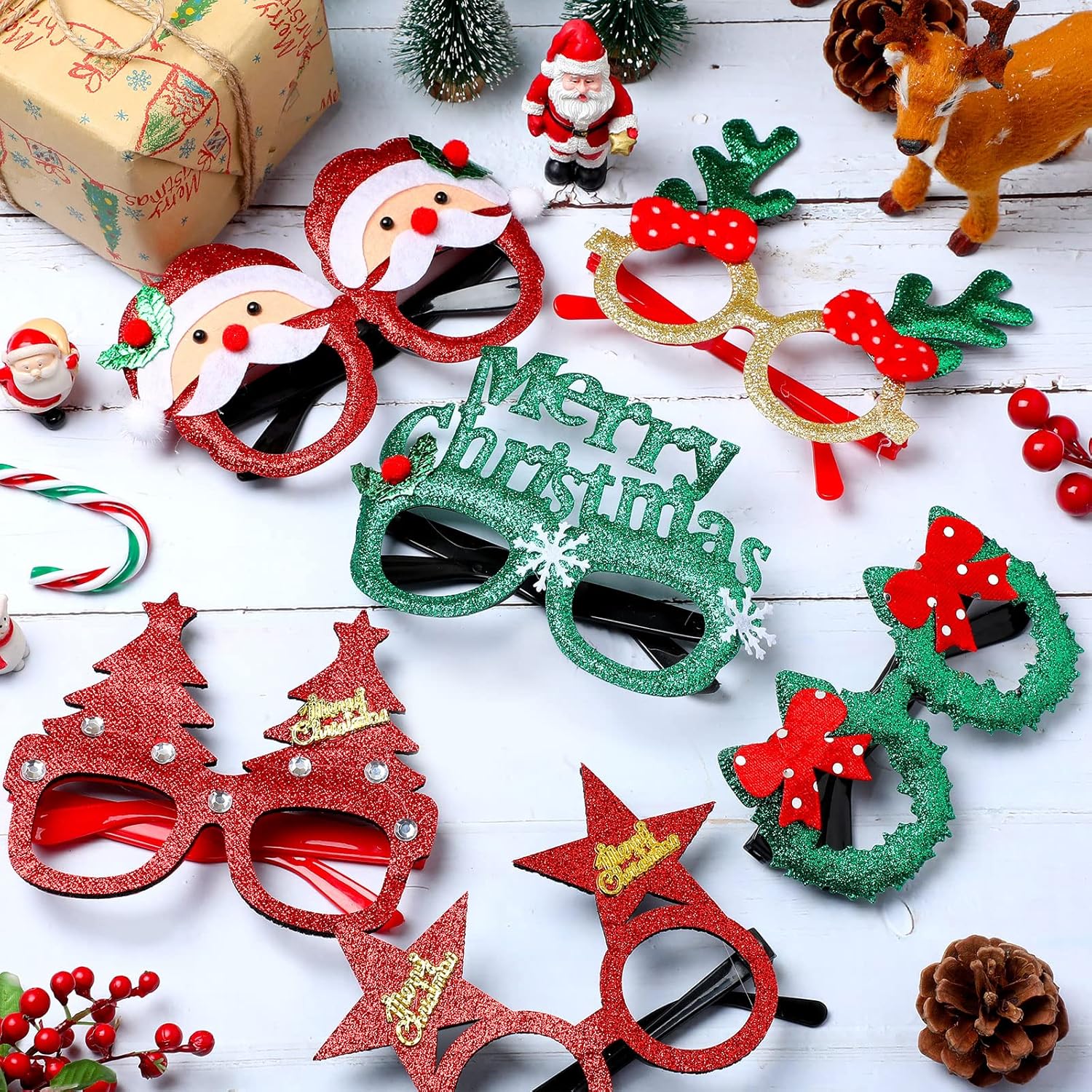Vinsot 48 Piece Christmas Glasses Bulk Decor Set