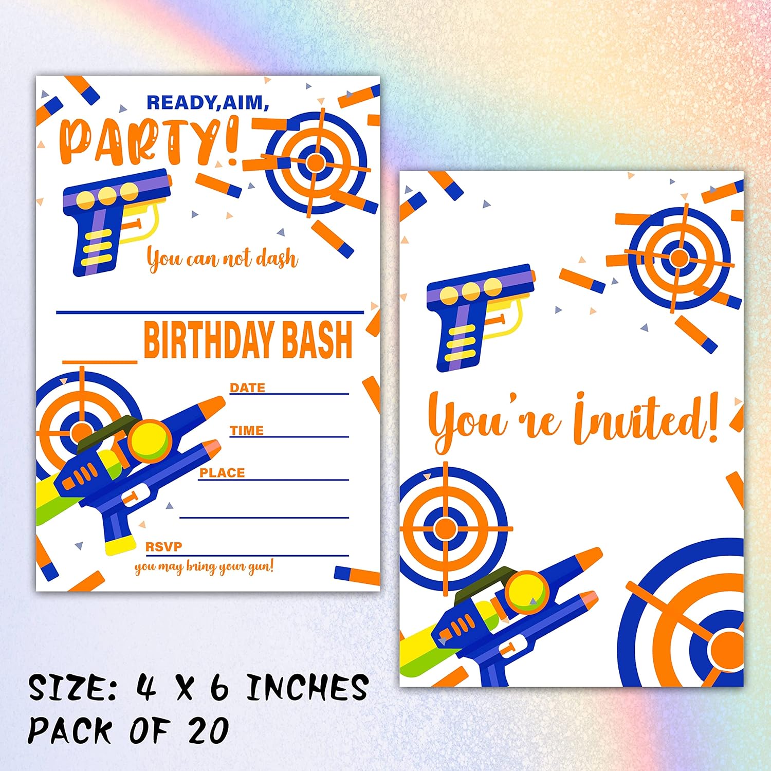 Foosproea Dart Gun Birthday Invites 20 Pack