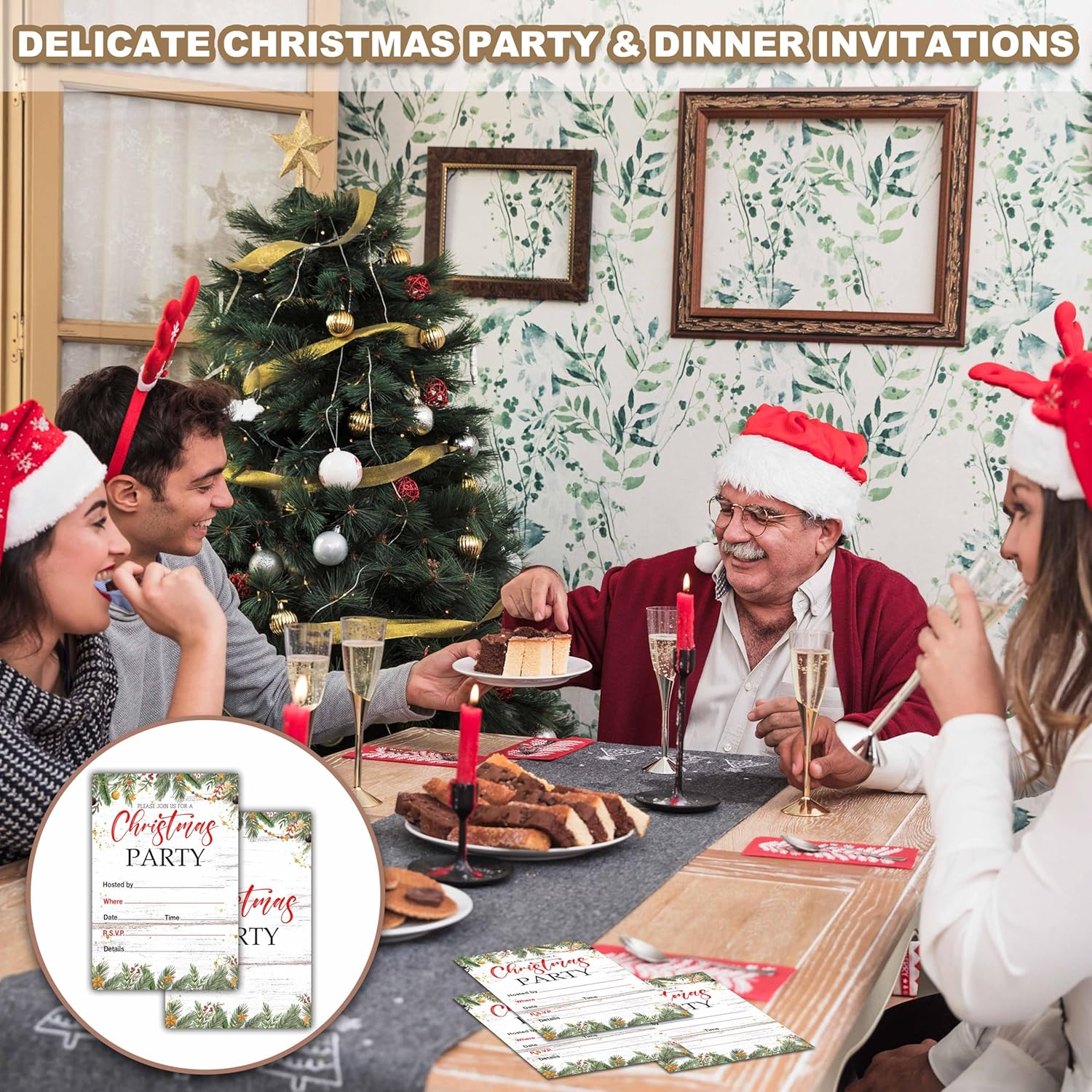 Fbitey Christmas Party Invitations with Envelopes