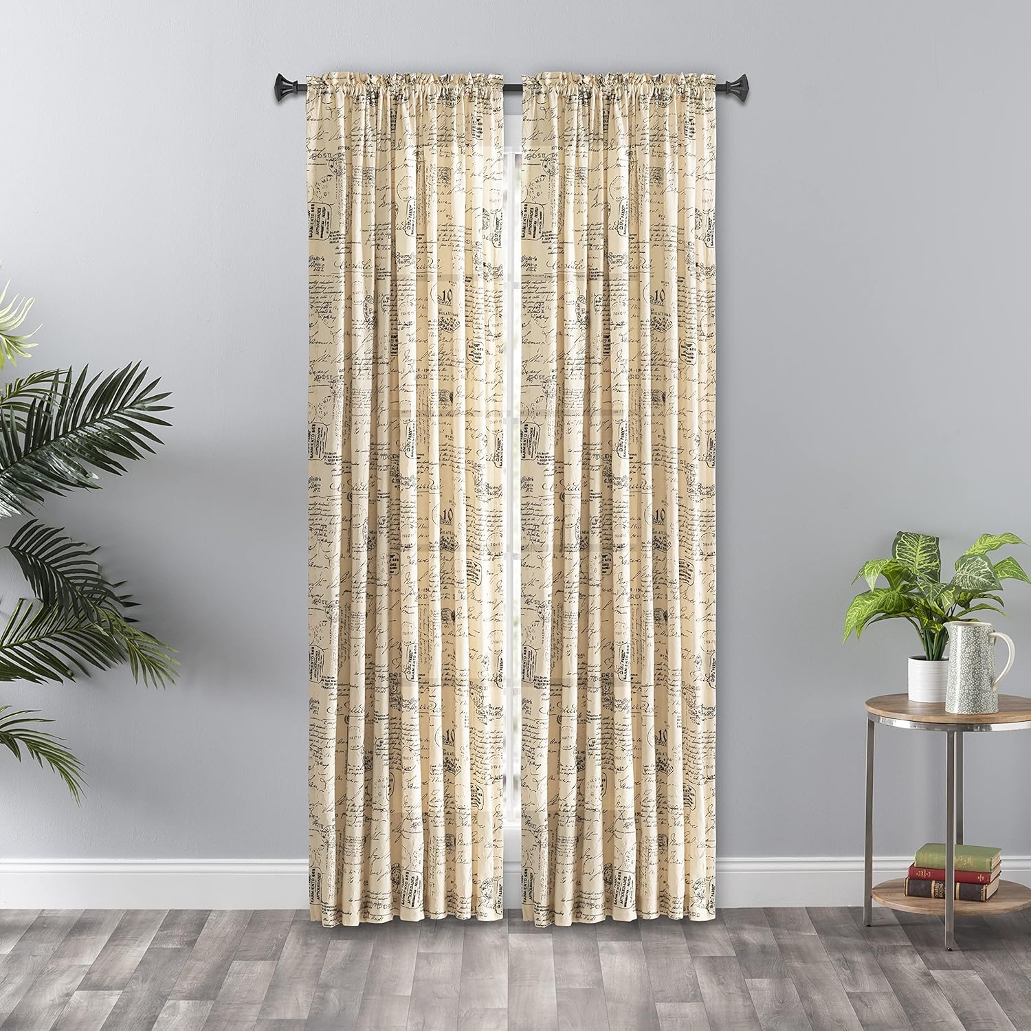 Ellis Curtain Crushed Taffeta Panel Black 48x63