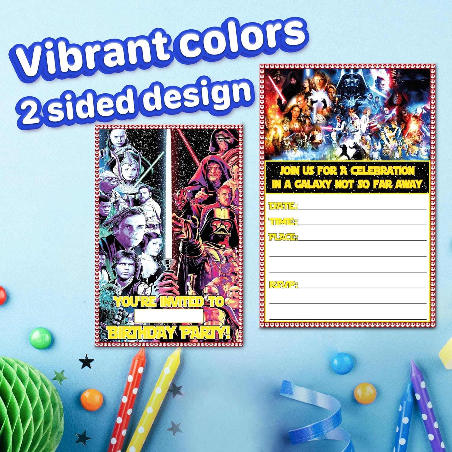 Set of 20 Galactic Birthday Invites with Envelopes