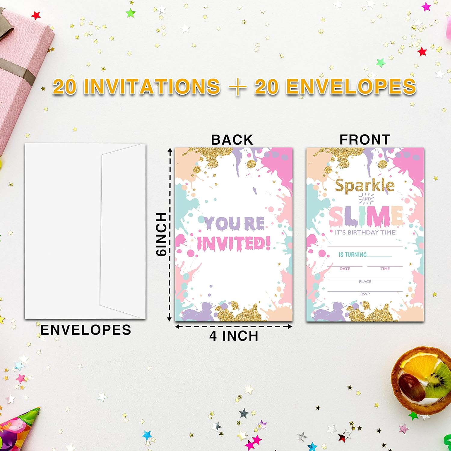 Ycyfckdr Slime Birthday Invitations 20 Pack