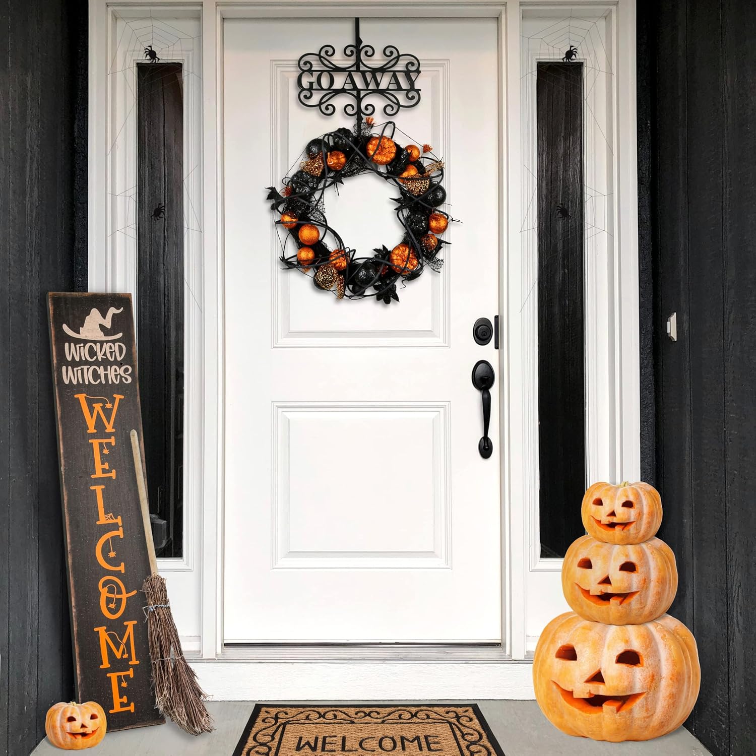 National Tree Company Metal Wreath Hanger Black Go Away Halloween