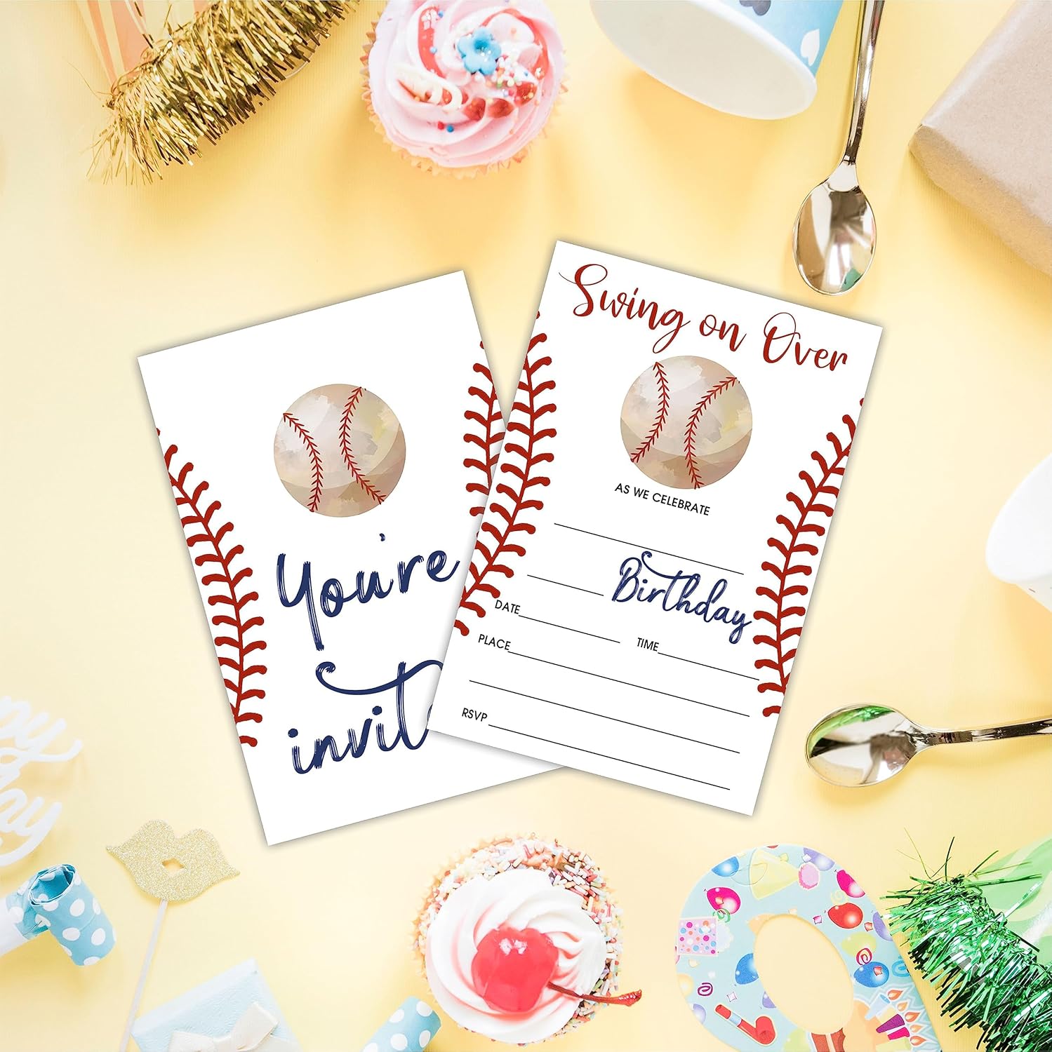 AWSICE Baseball Birthday Invitations 20 Cards with Envelopes