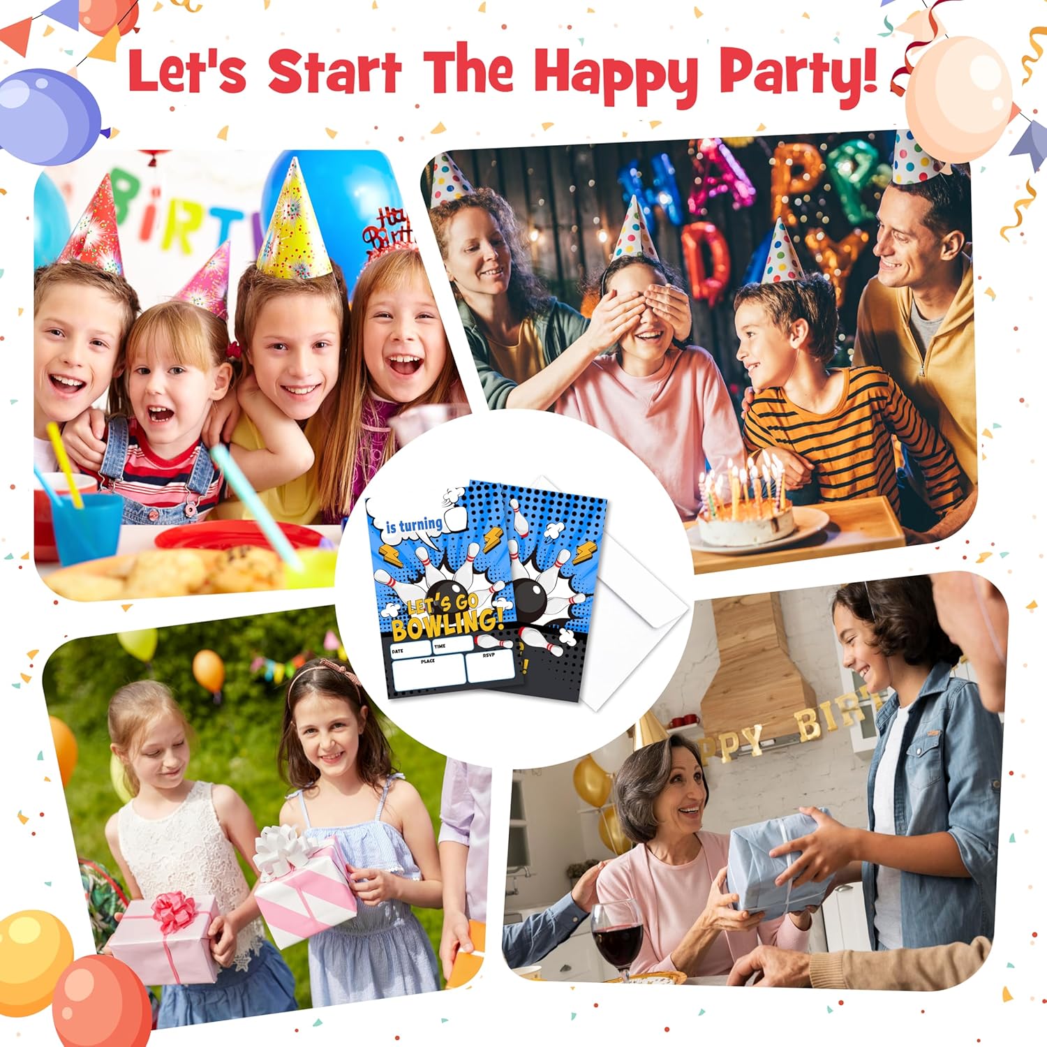 Strike Bowling Birthday Invites For Boys 20-Pack