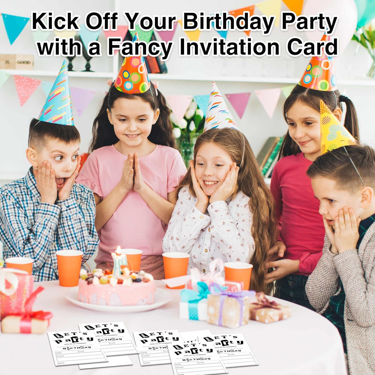 Black and White Birthday Invitations 25 Double-Sided Cards with Envelopes D03