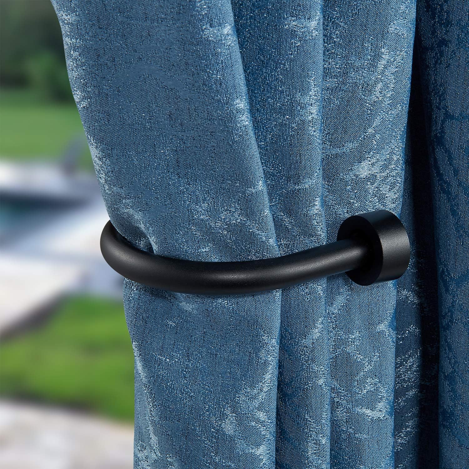 Premium Curtain Holdback Set of 4 Matte Black Rust-Proof