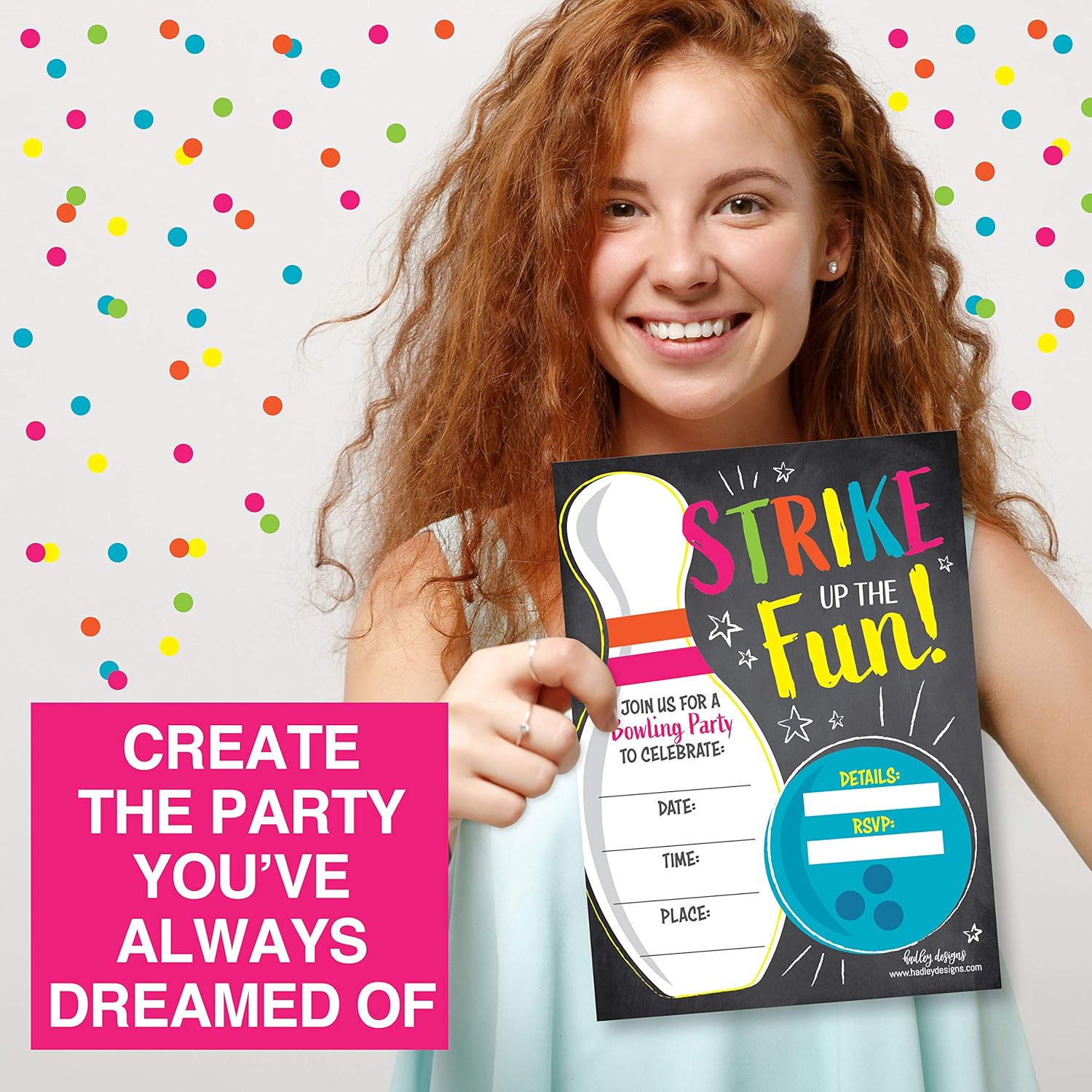 Hadley Designs 25 Bowling Birthday Invitations