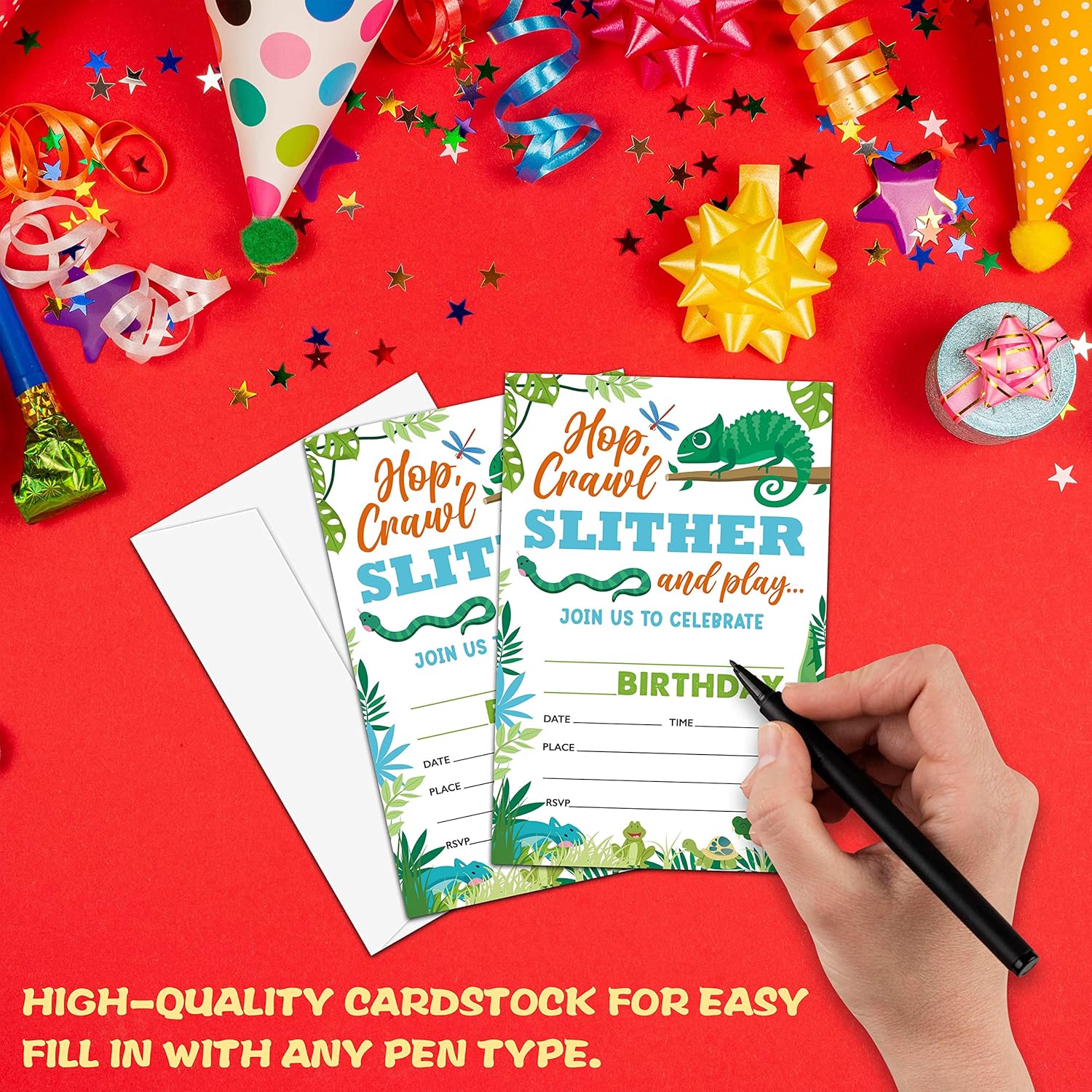 Reptile Themed Birthday Invites for Adults 4x6 Lizard Party Decorations