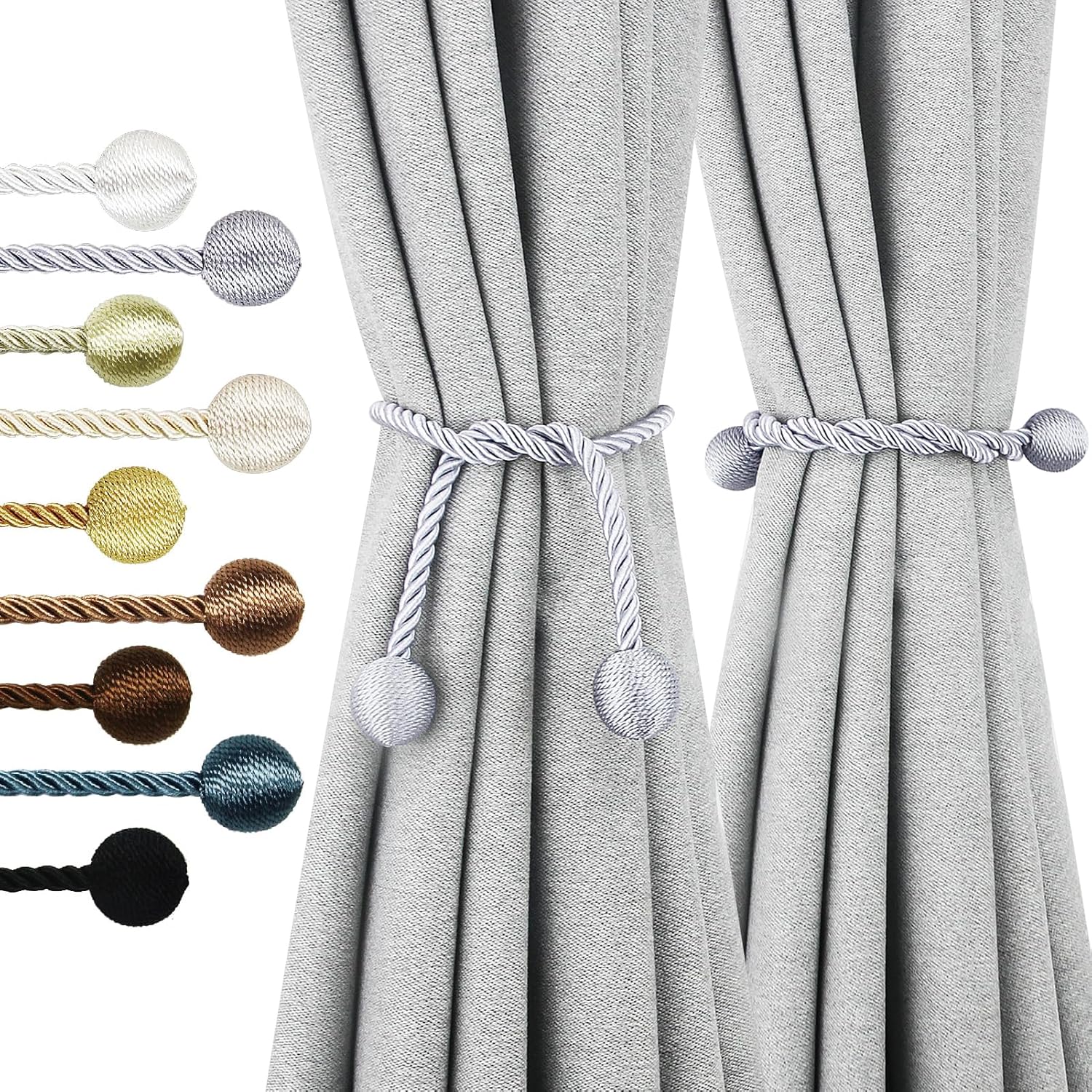 Nieffeiy Modern Grey Curtain Tiebacks Outdoor Elegant