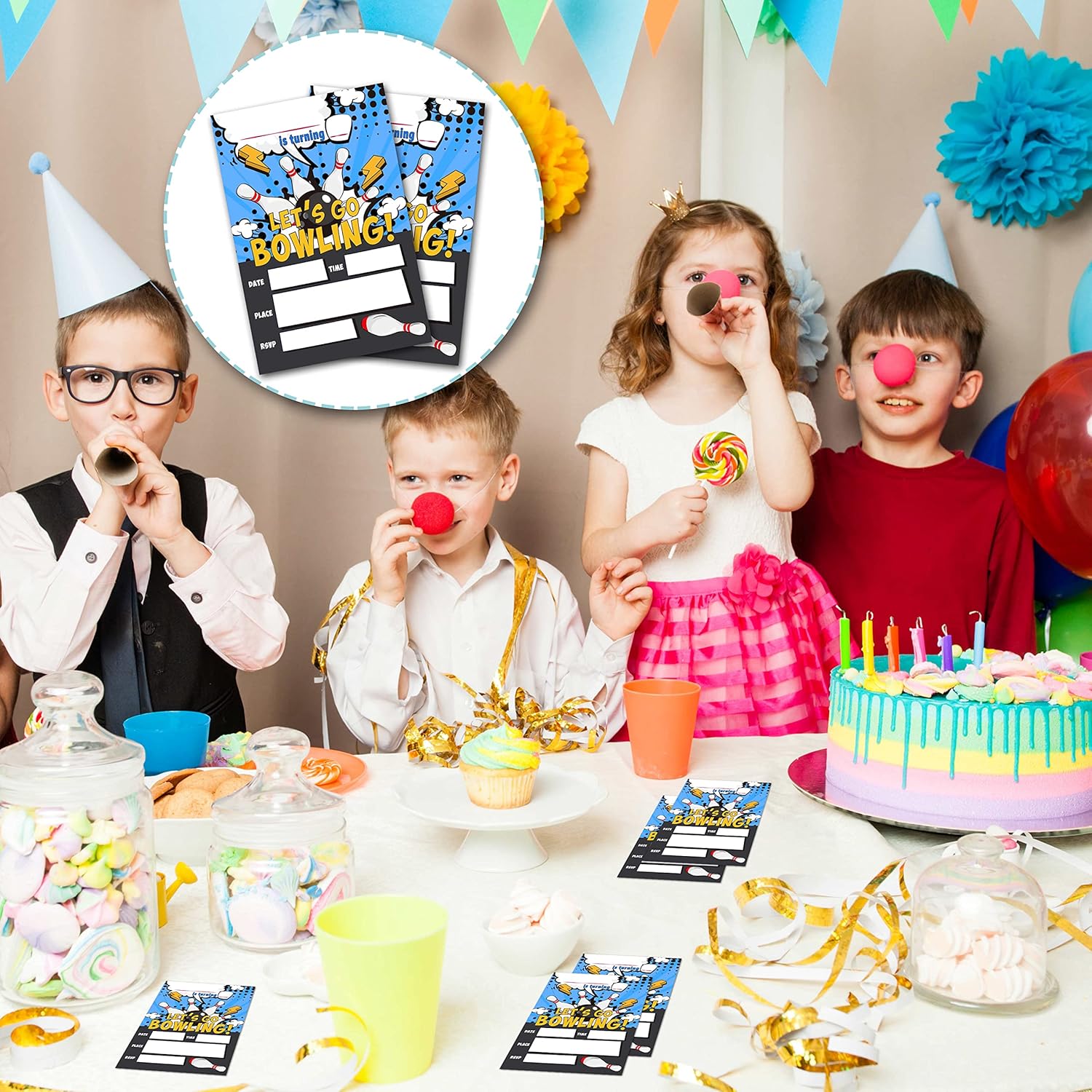 ZIIUFRN Bowling Birthday Invitations 4x6 20 Sets