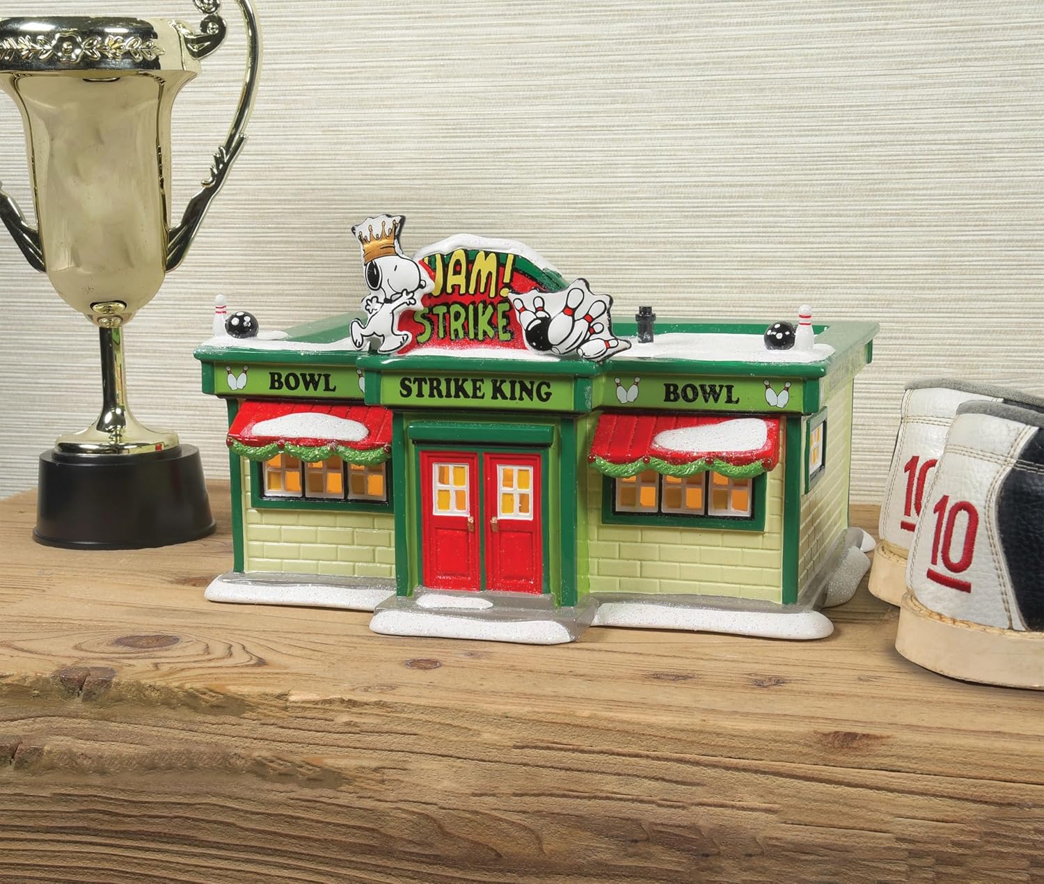 Department 56 Peanuts Village Strike King Bowling Alley Building