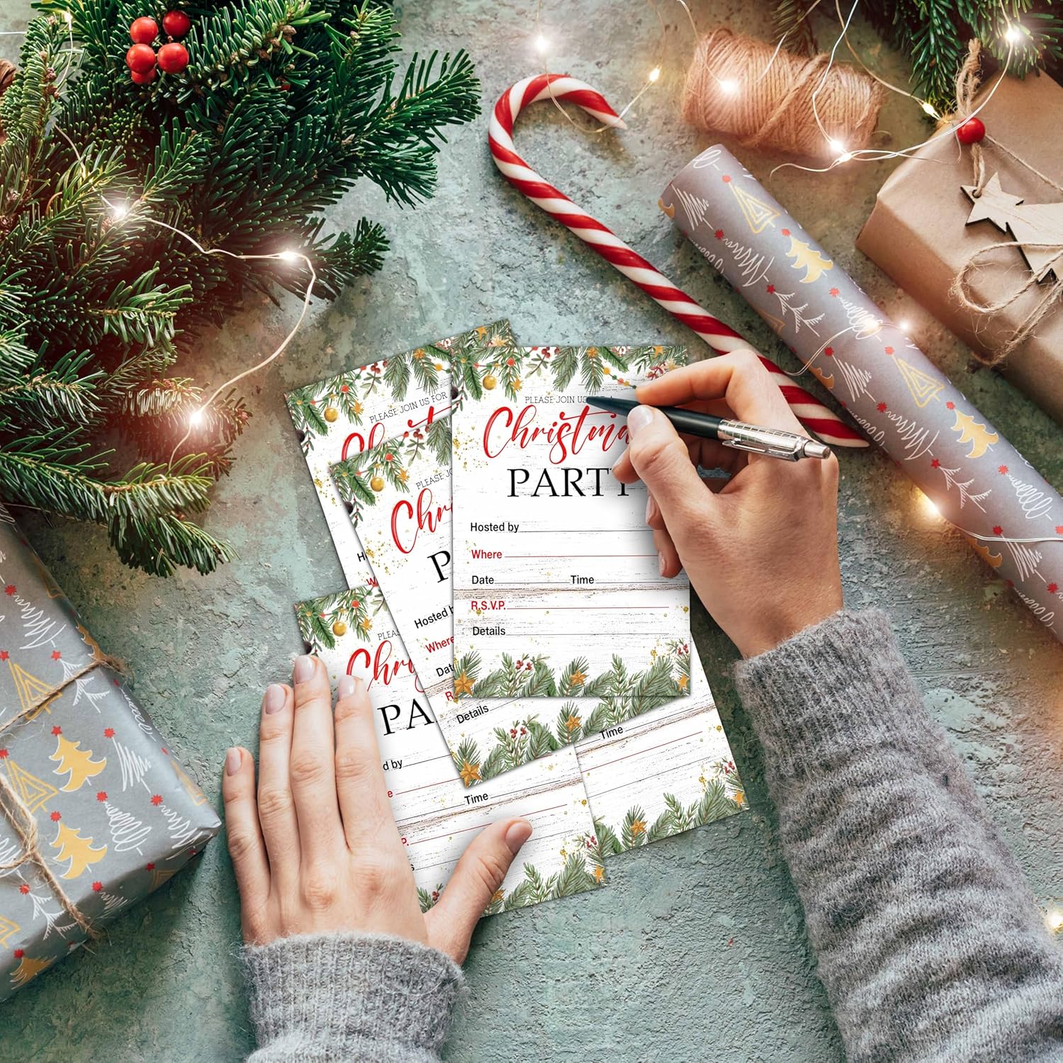Fbitey Christmas Party Invitations with Envelopes