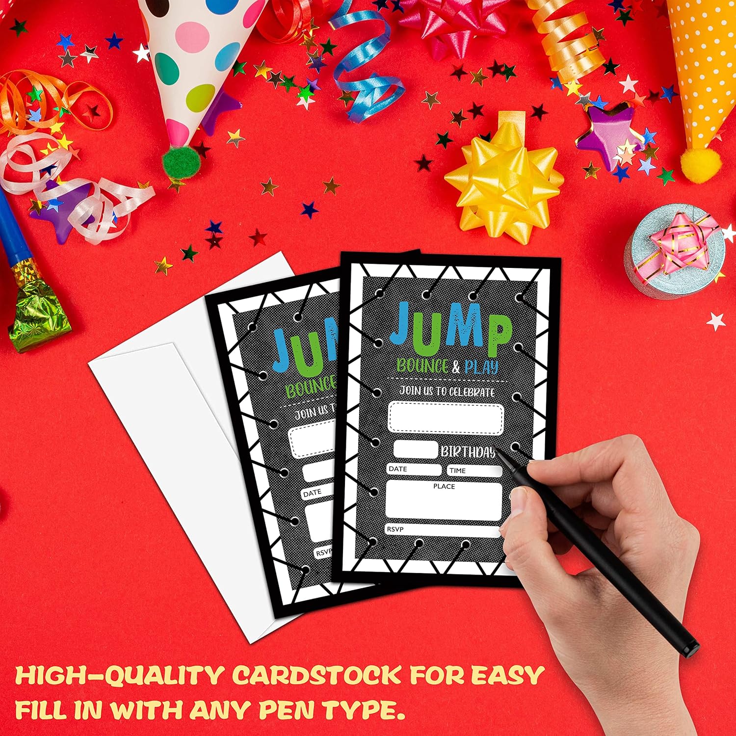 Levitatinyear Jump Birthday Invites with Envelopes
