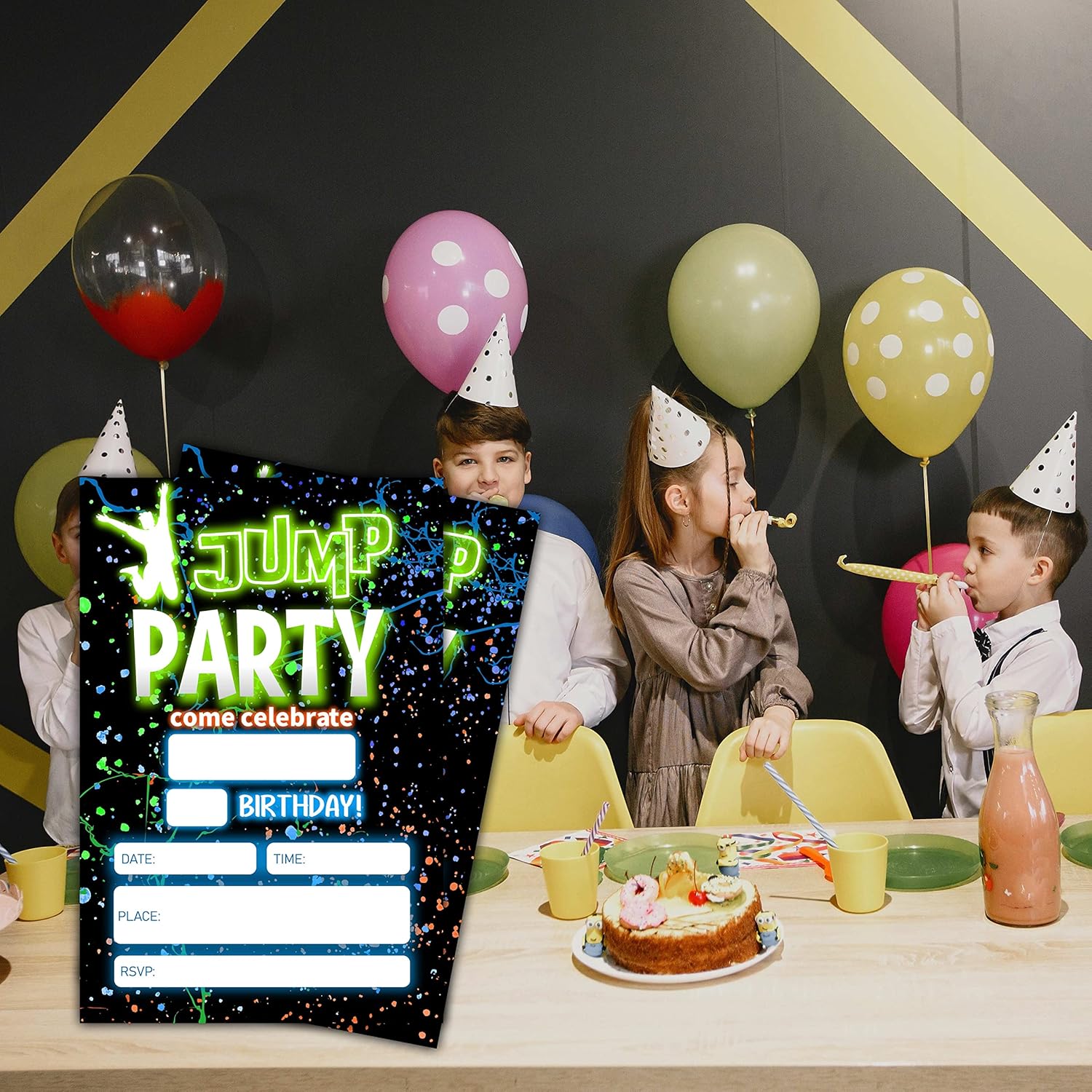 Tiofuno Glow Jump Birthday Invitations 4x6