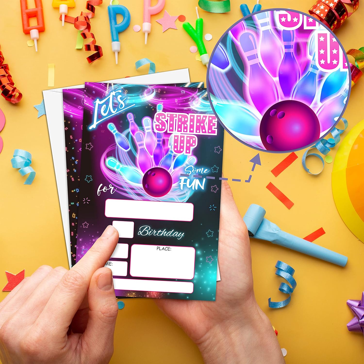 Levitatinyear Bowling Party Invites 4x6 Inches 20 Pack