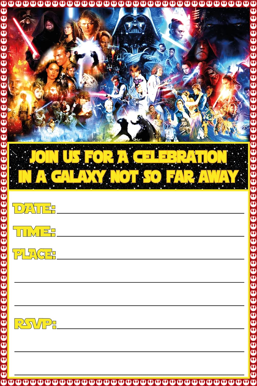 Set of 20 Galactic Birthday Invites with Envelopes