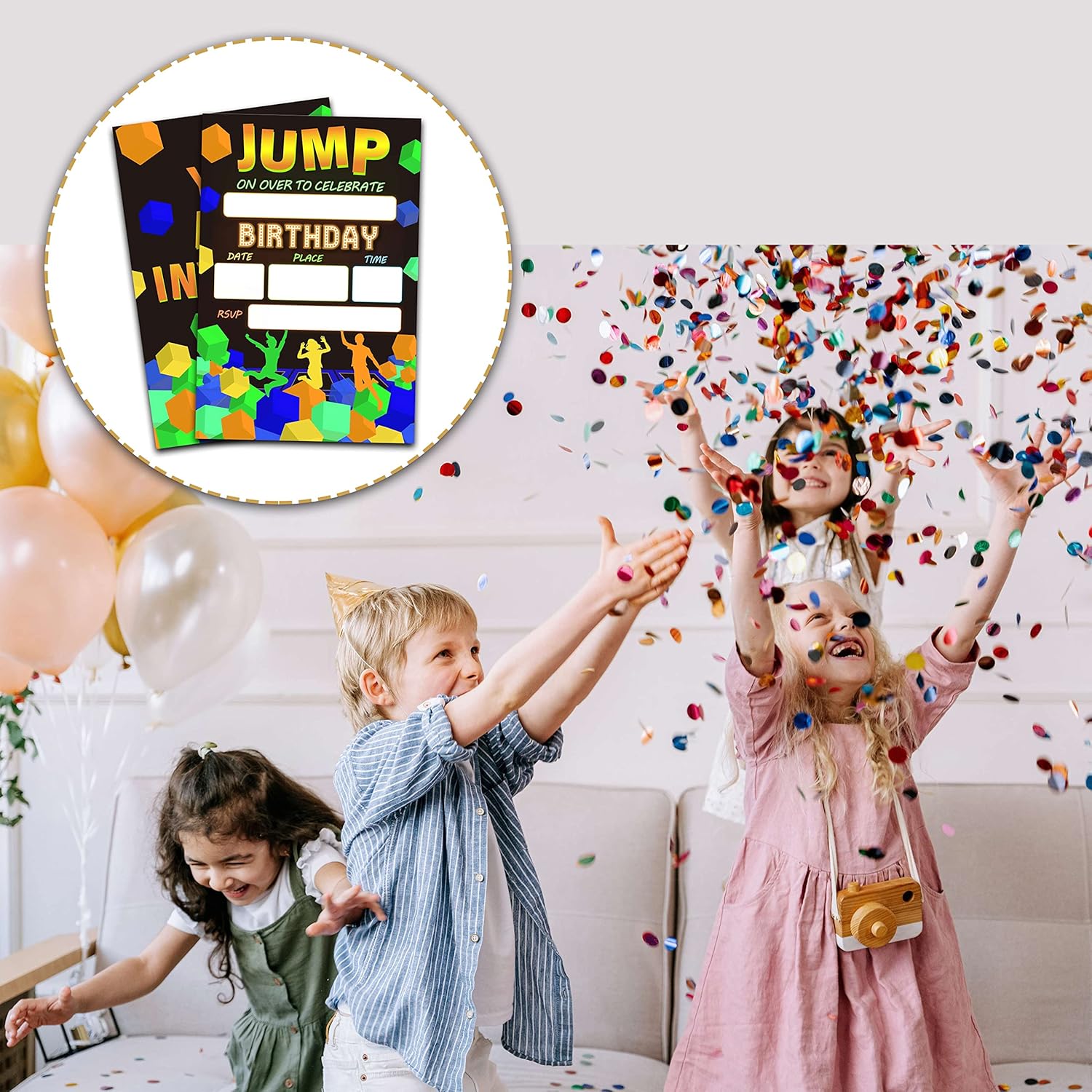 Jump Trampoline Birthday Invites with Envelopes 20 Pack