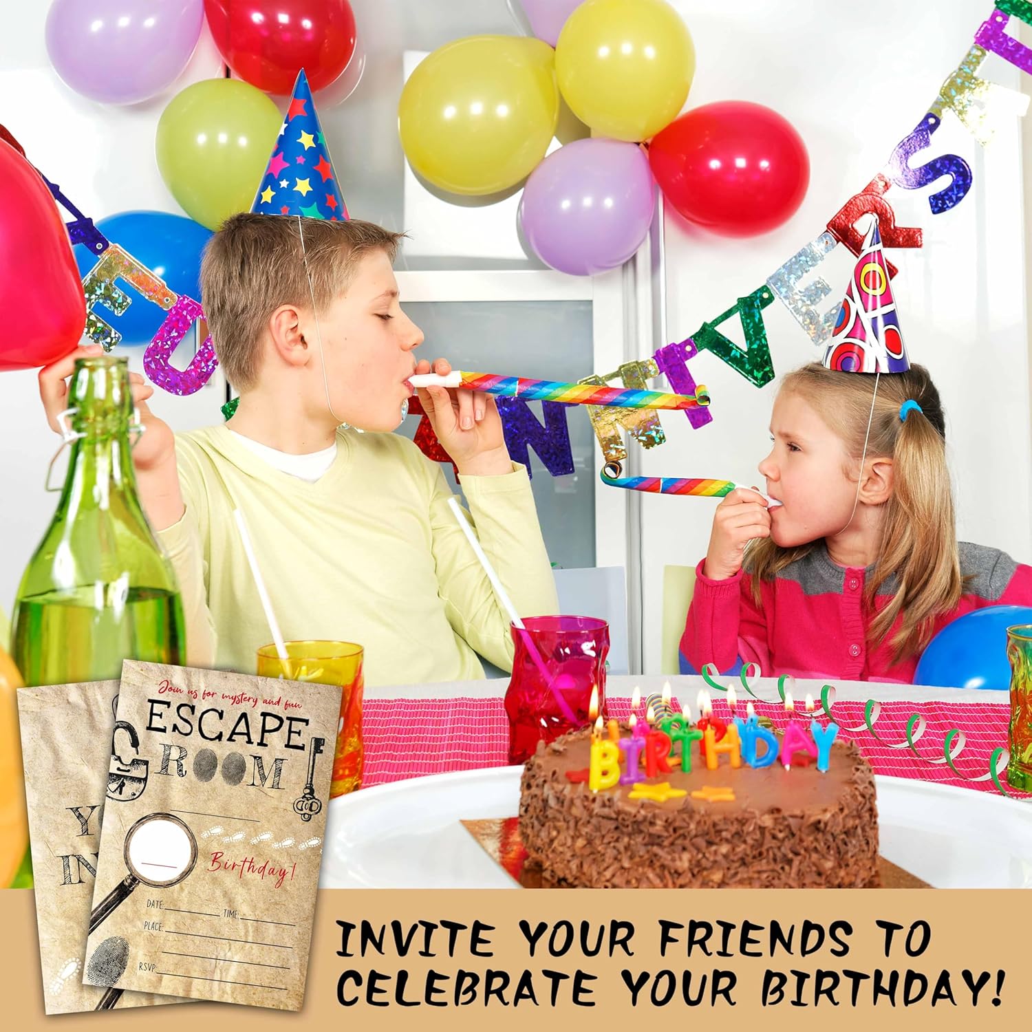 Mystery Birthday Invites for Boys Girls with Envelopes