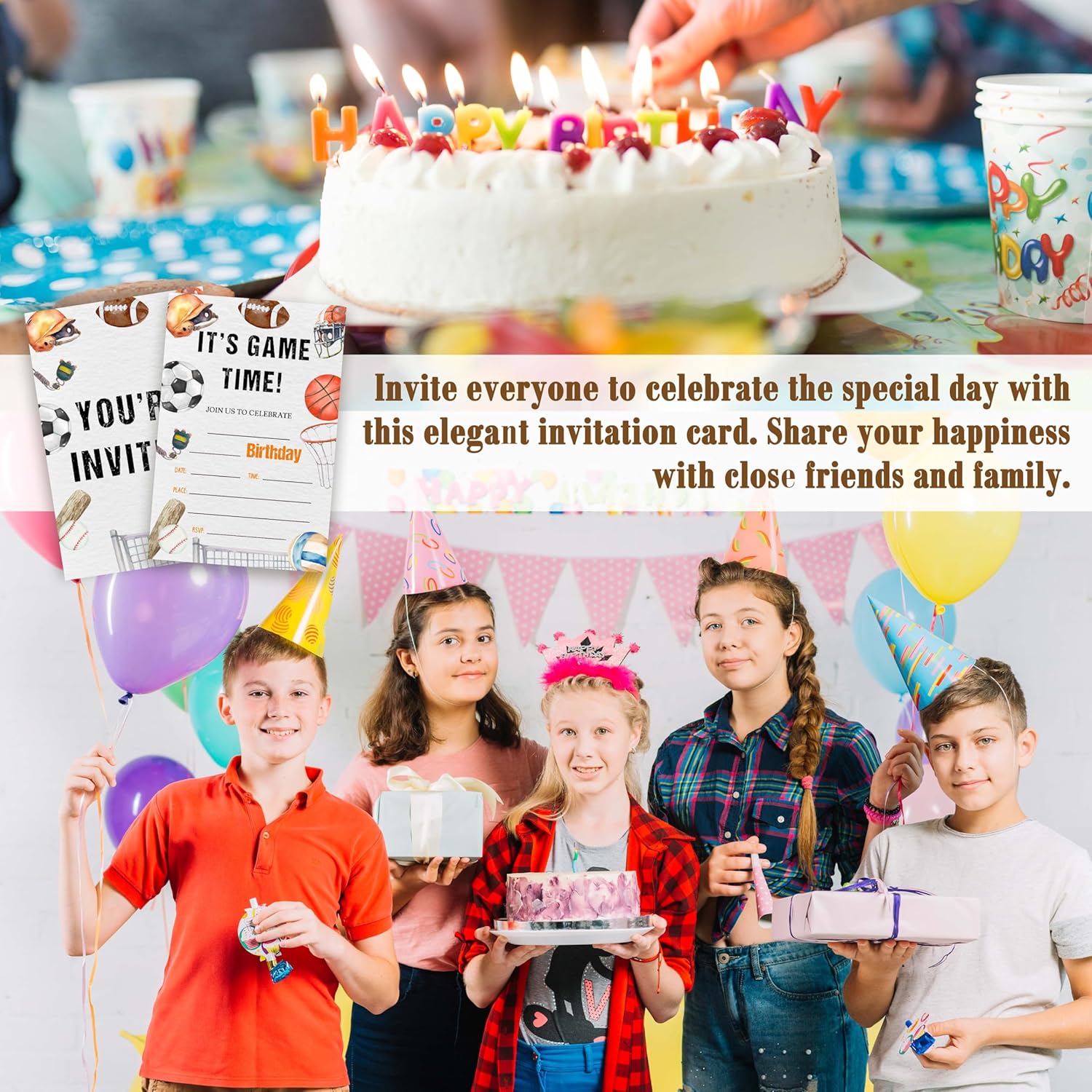 OXRUN Sports Birthday Invitations Set of 20 with Envelopes