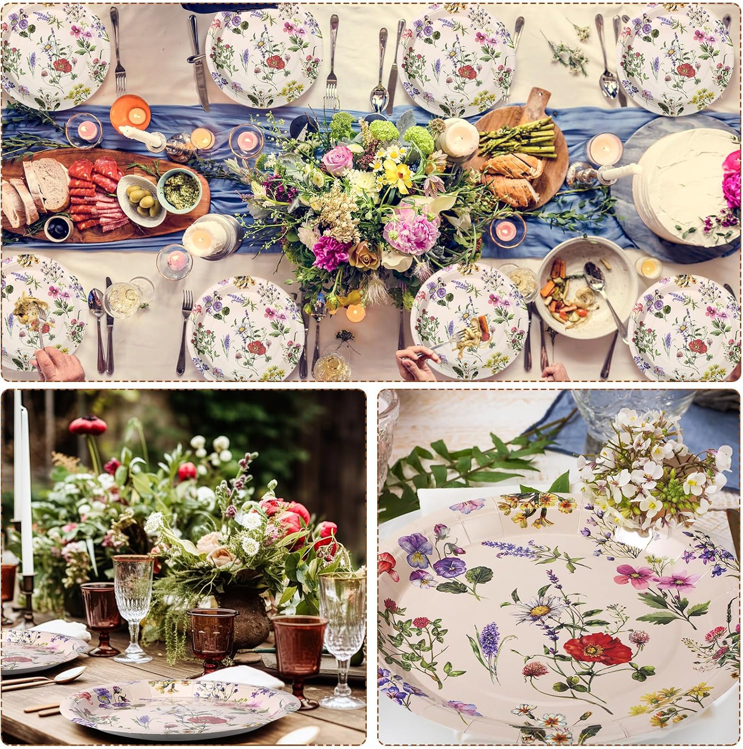 Hushee 200 Piece 9 Inch Wild Flower Paper Plates