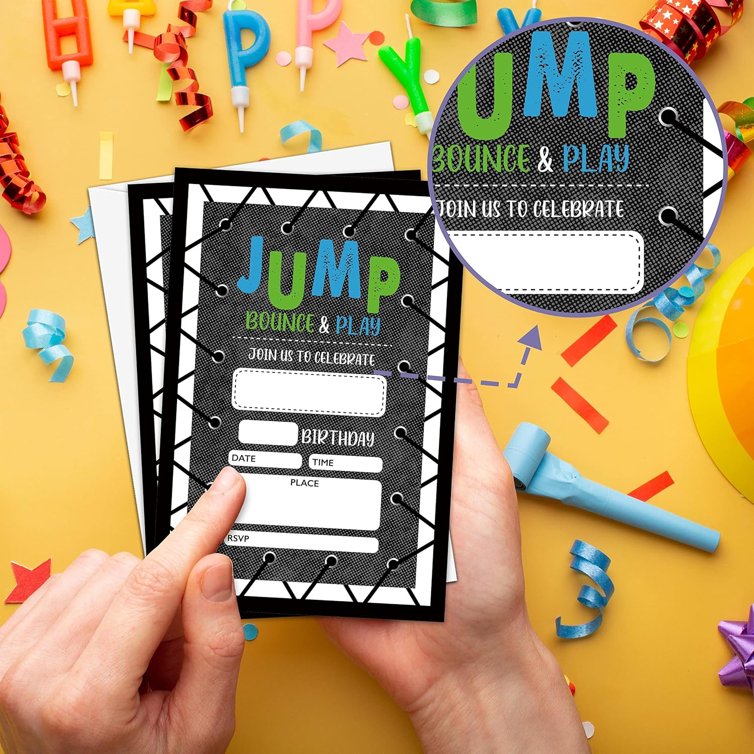 Levitatinyear Jump Birthday Invites with Envelopes