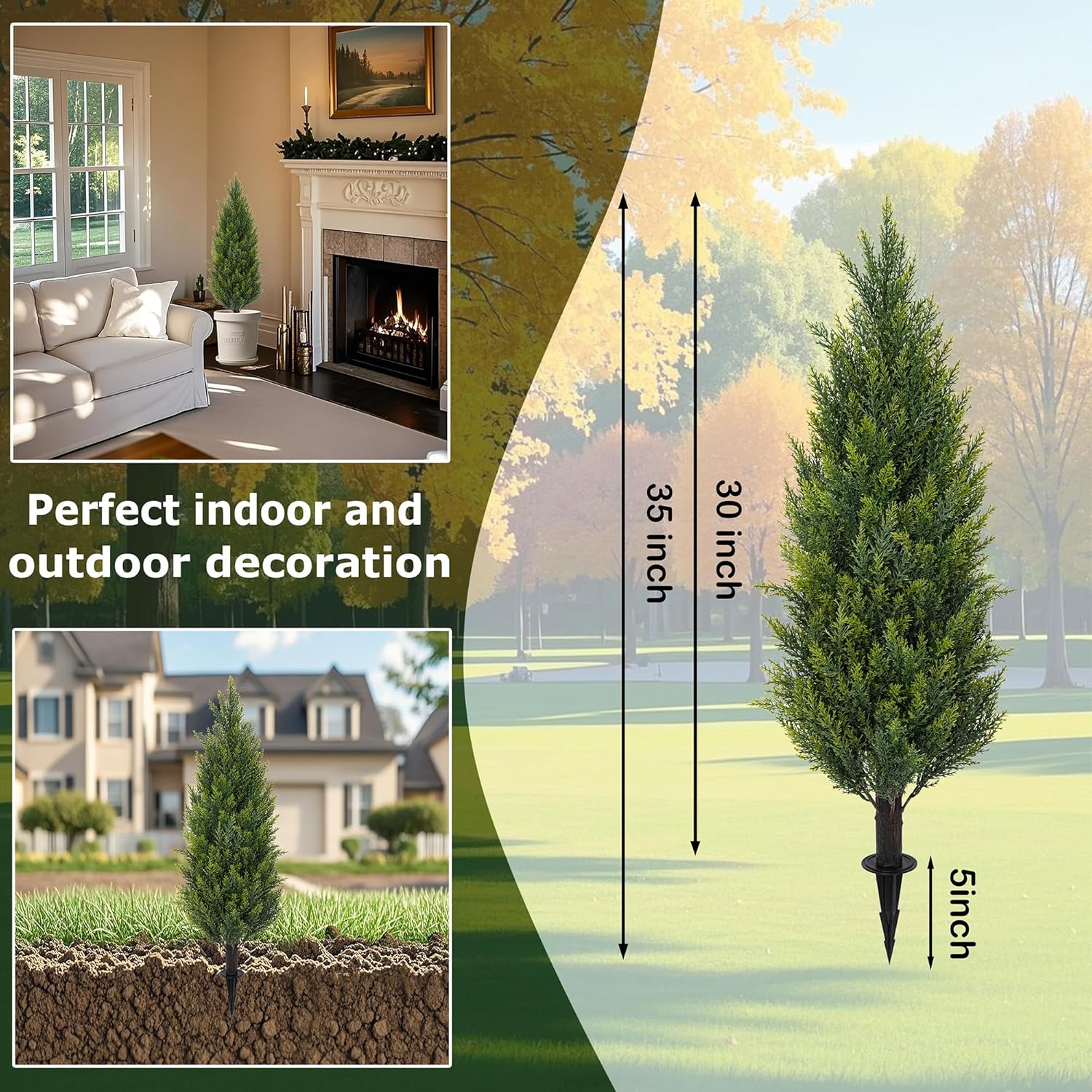 3FT Artificial Cedar Topiary Trees 2 Pack