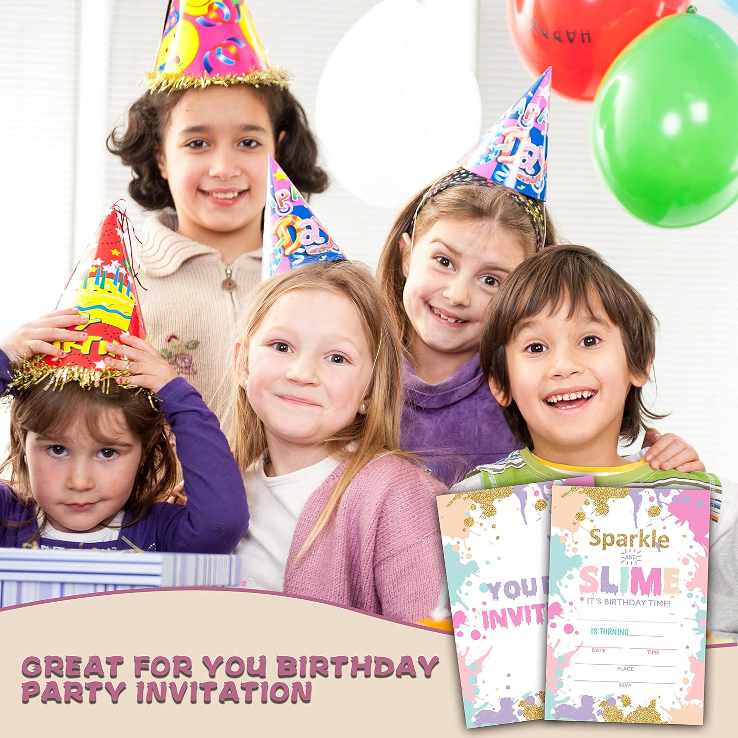 Ycyfckdr Slime Birthday Invitations 20 Pack