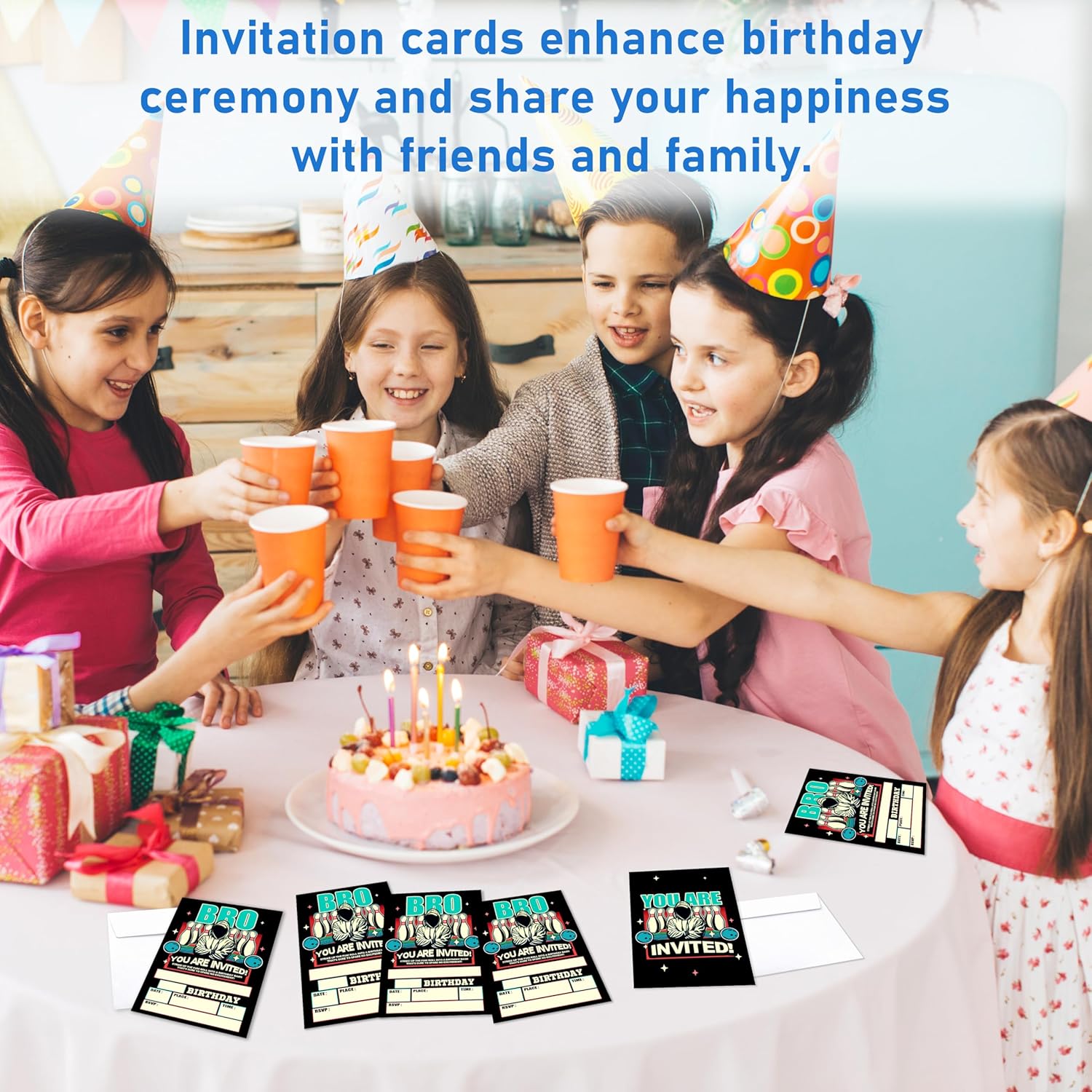 Glow Neon Bowling Birthday Invites Set of 20