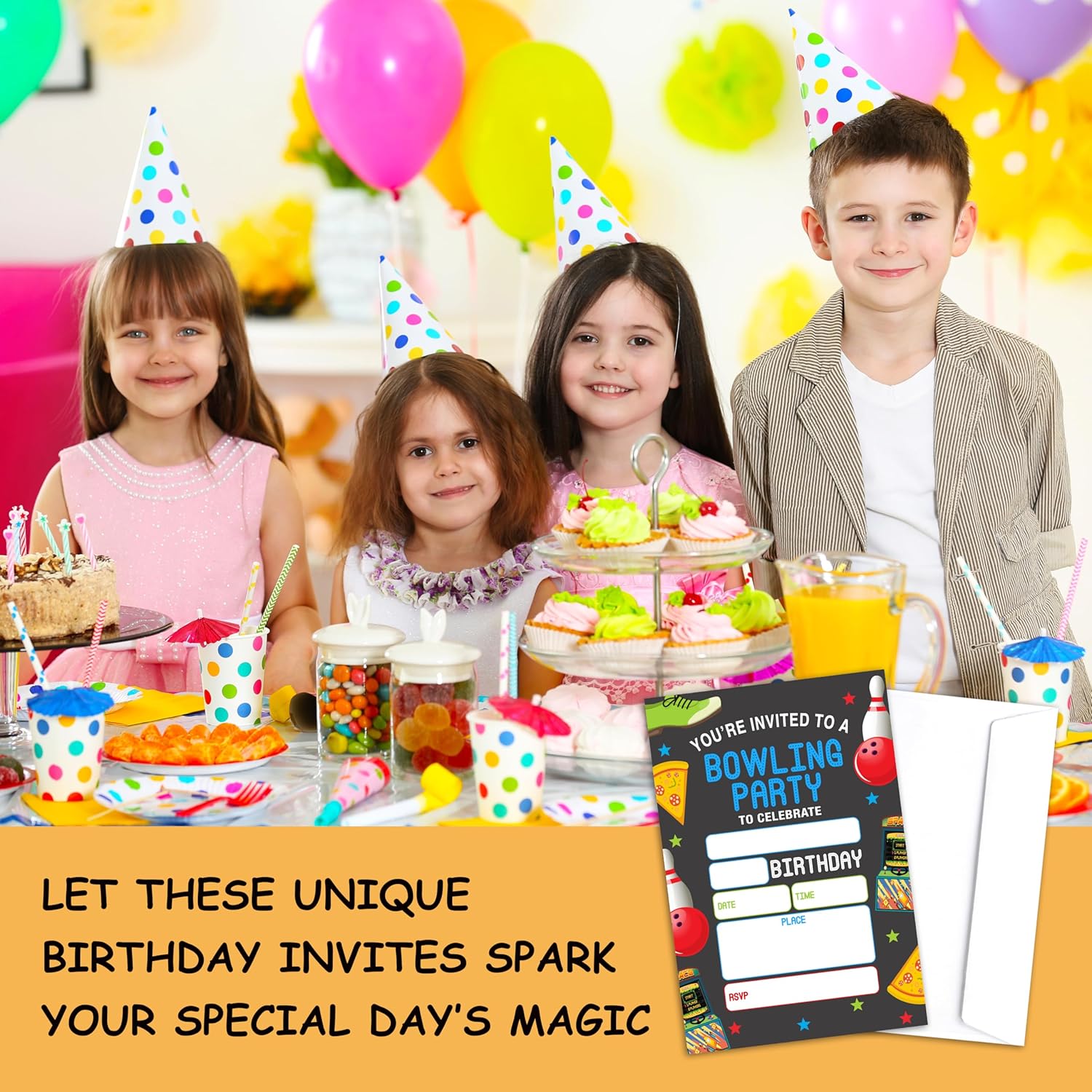 BXVRT Bowling Birthday Invitations with Envelopes